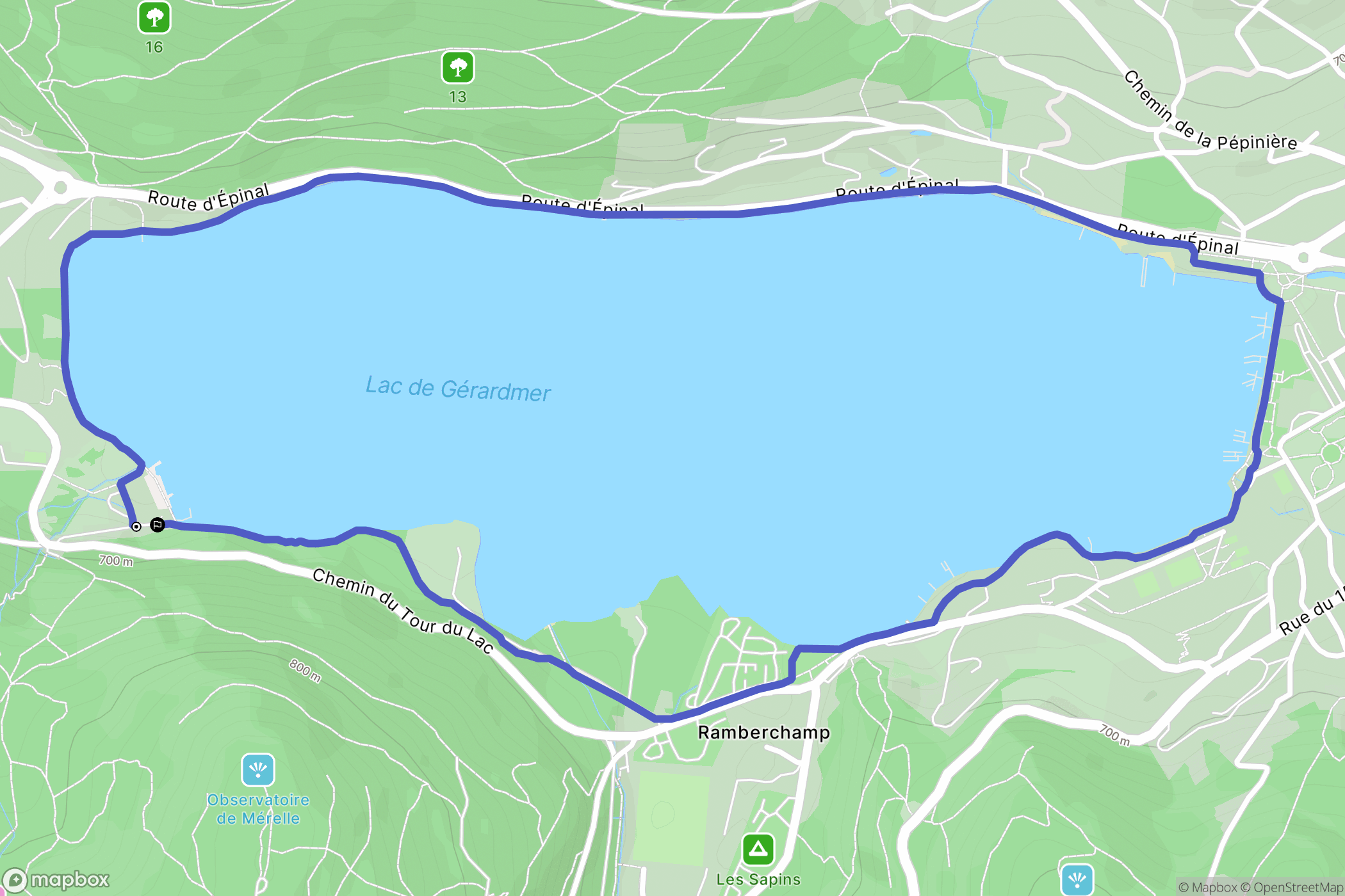 Gérardmer : carte du parcours de randonnée - France