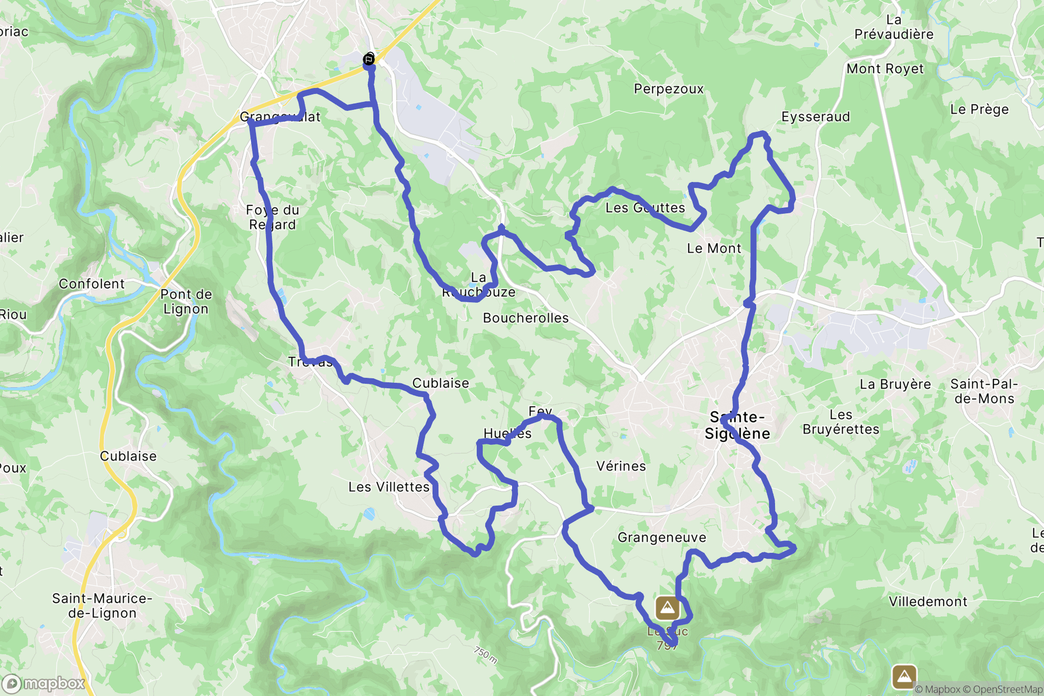 Monistrol-sur-Loire : carte du parcours de randonnée - France
