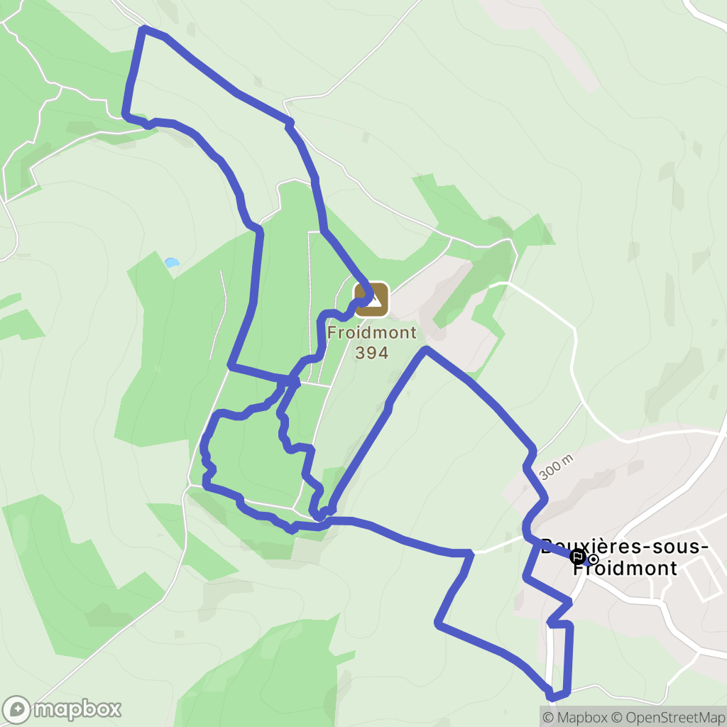Bouxières-sous-Froidmont : carte du parcours de randonnée - France