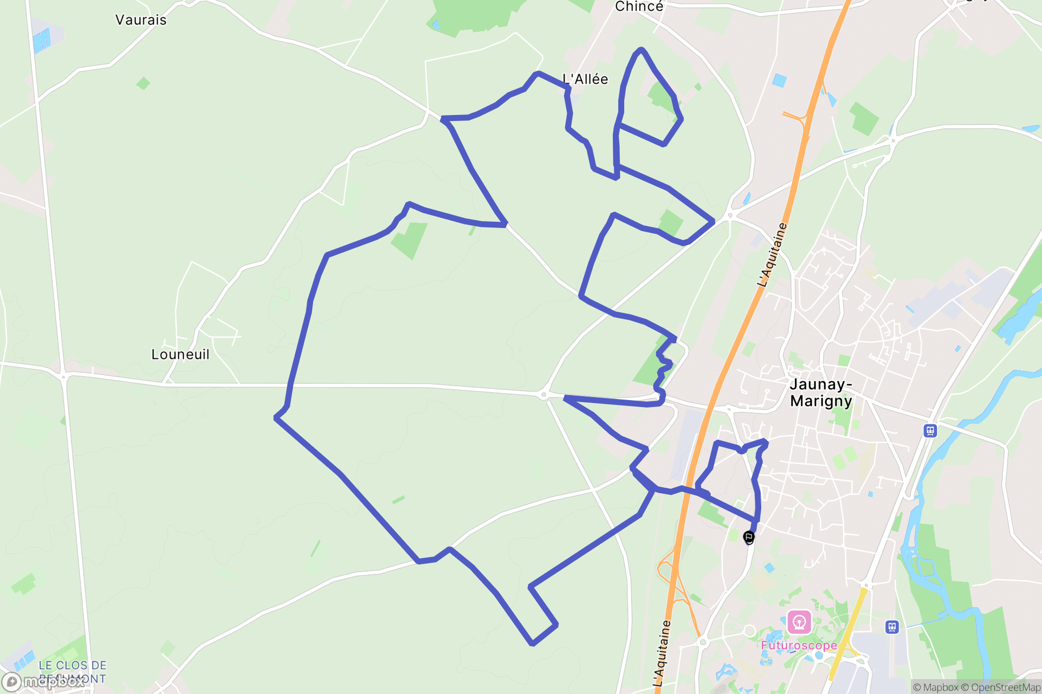 Jaunay-Marigny : carte du parcours de randonnée - France