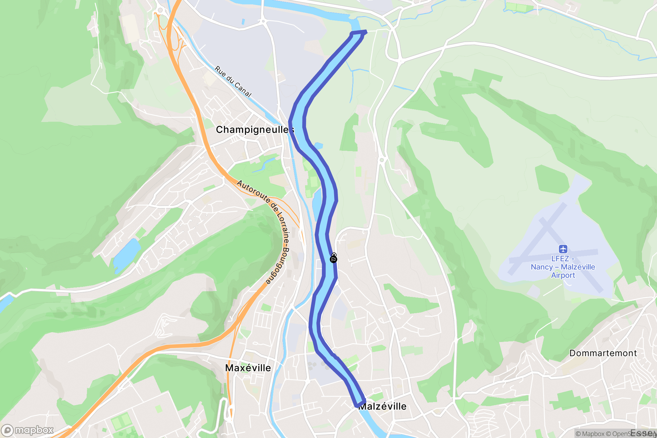 Malzéville : carte du parcours de randonnée - France