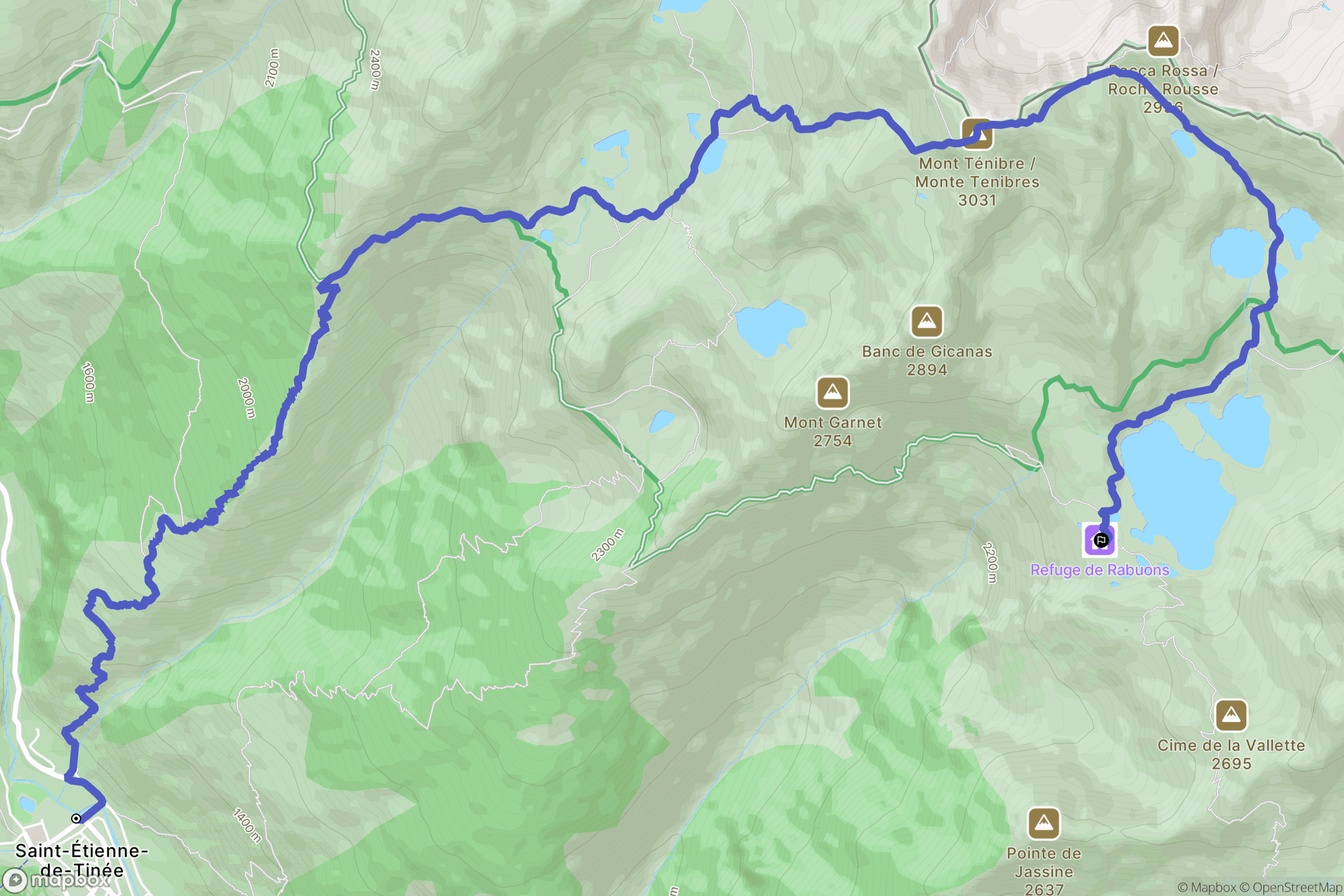 Saint-Étienne-de-Tinée : carte du parcours de randonnée - France