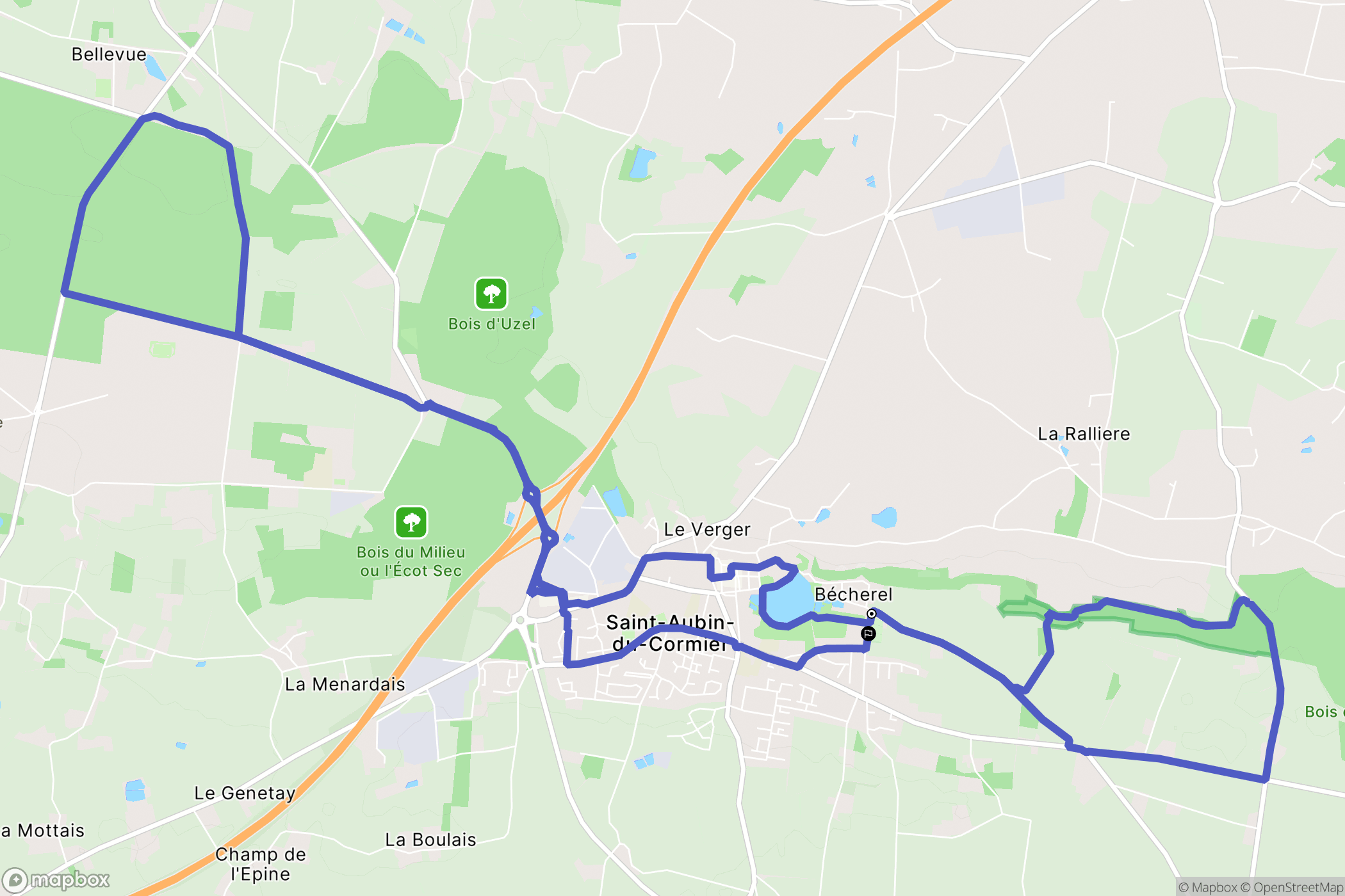 Saint-Aubin-du-Cormier : carte du parcours de randonnée - France