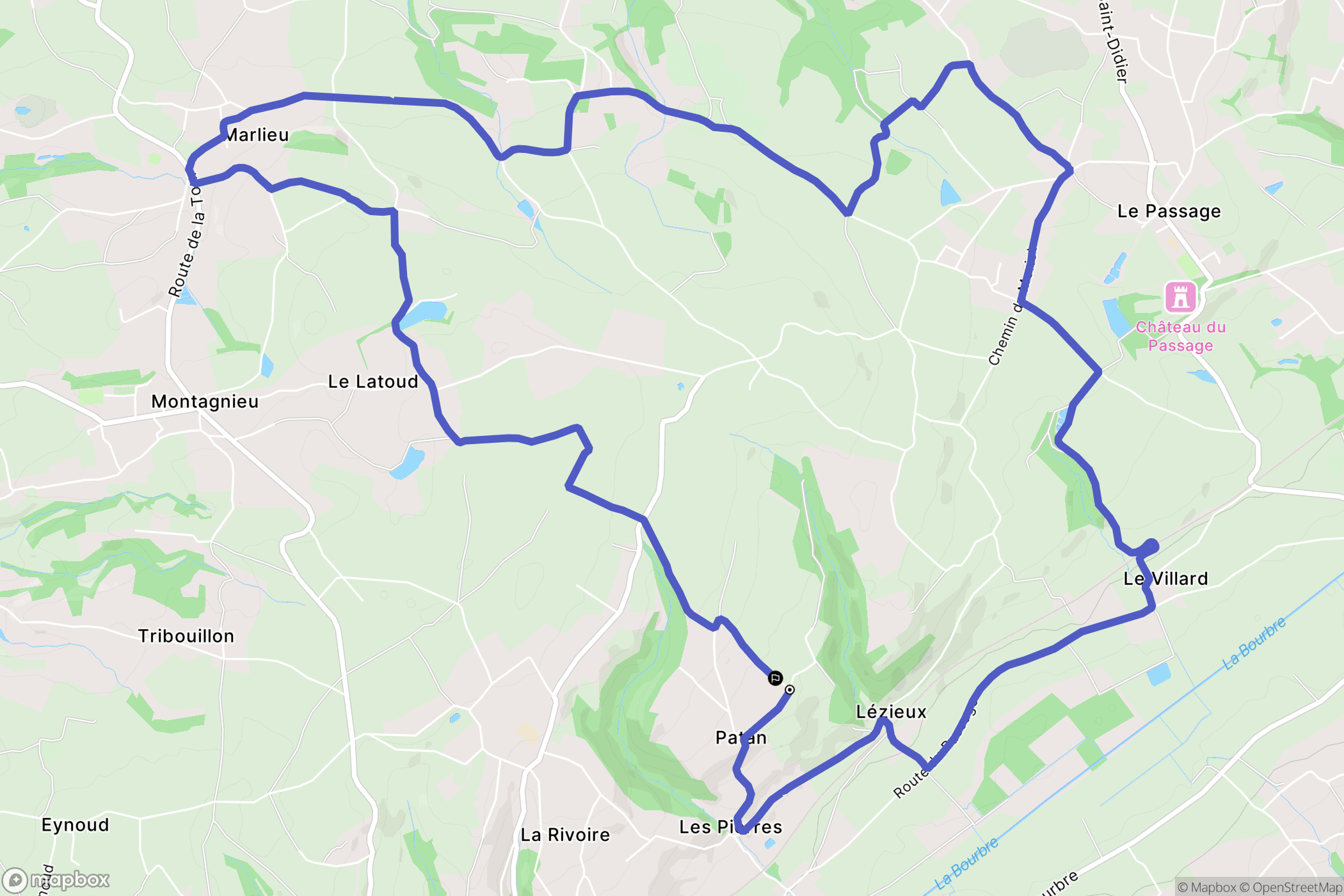 Chélieu : carte du parcours de randonnée - France