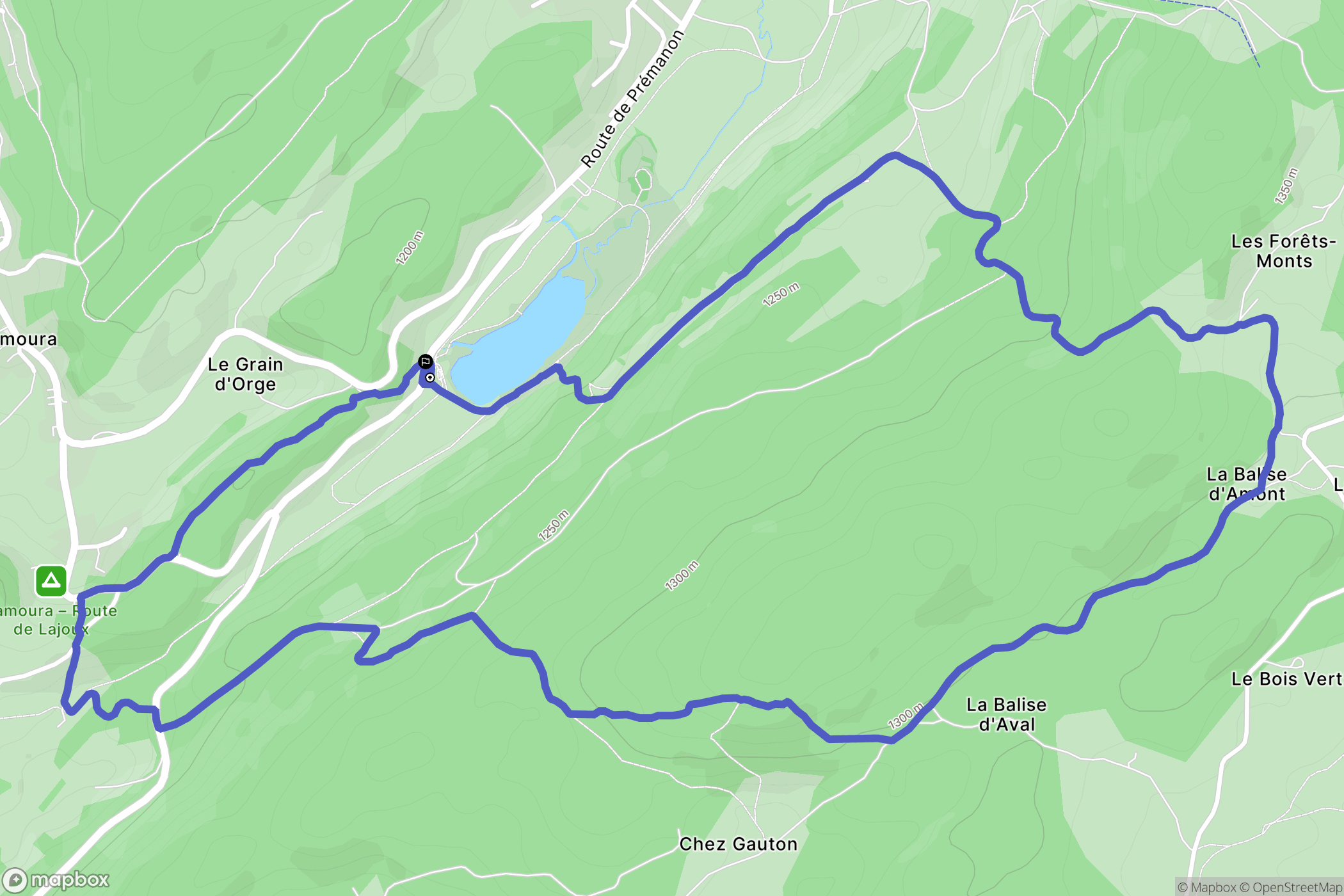 Lamoura : carte du parcours de randonnée - France