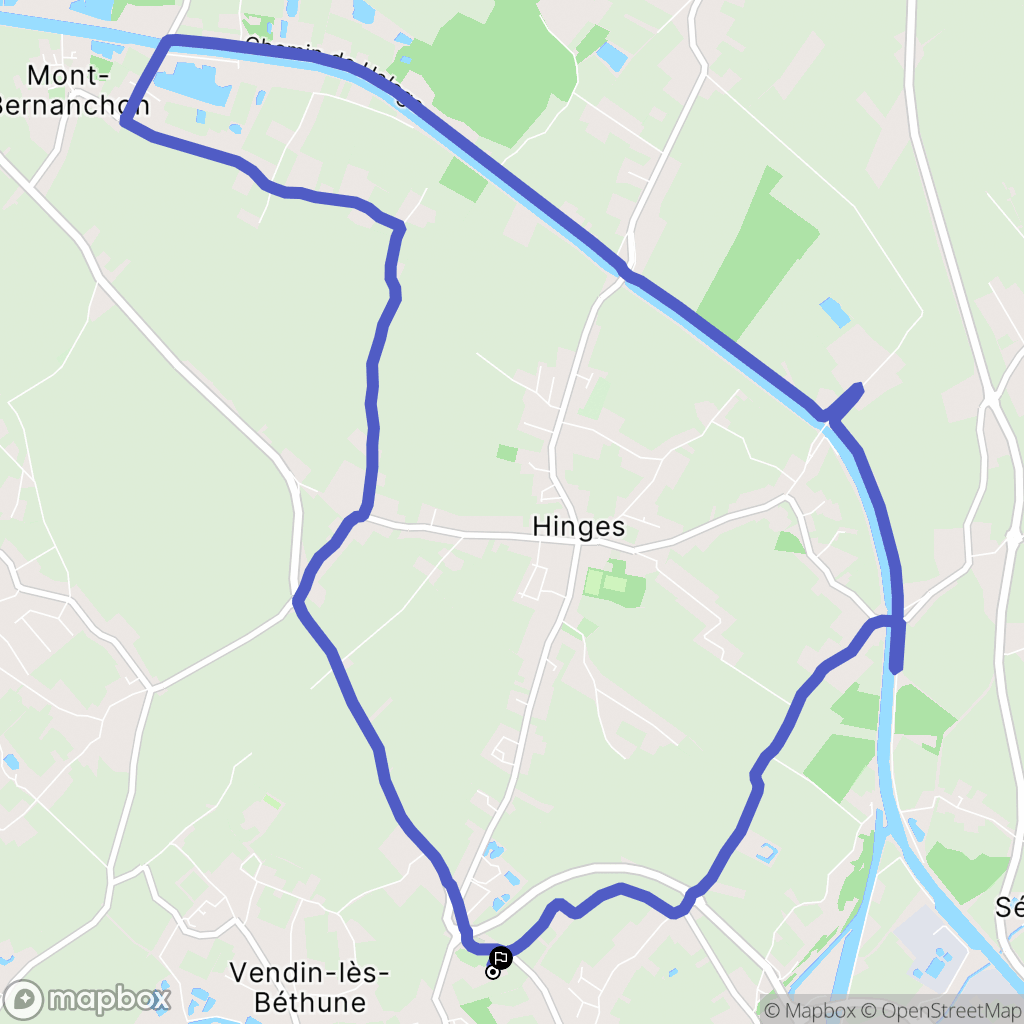Vendin-lès-Béthune : carte du parcours de randonnée - France