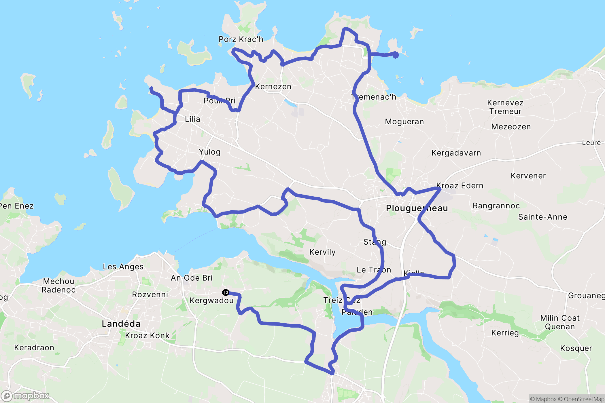 Landéda : carte du parcours de randonnée - France