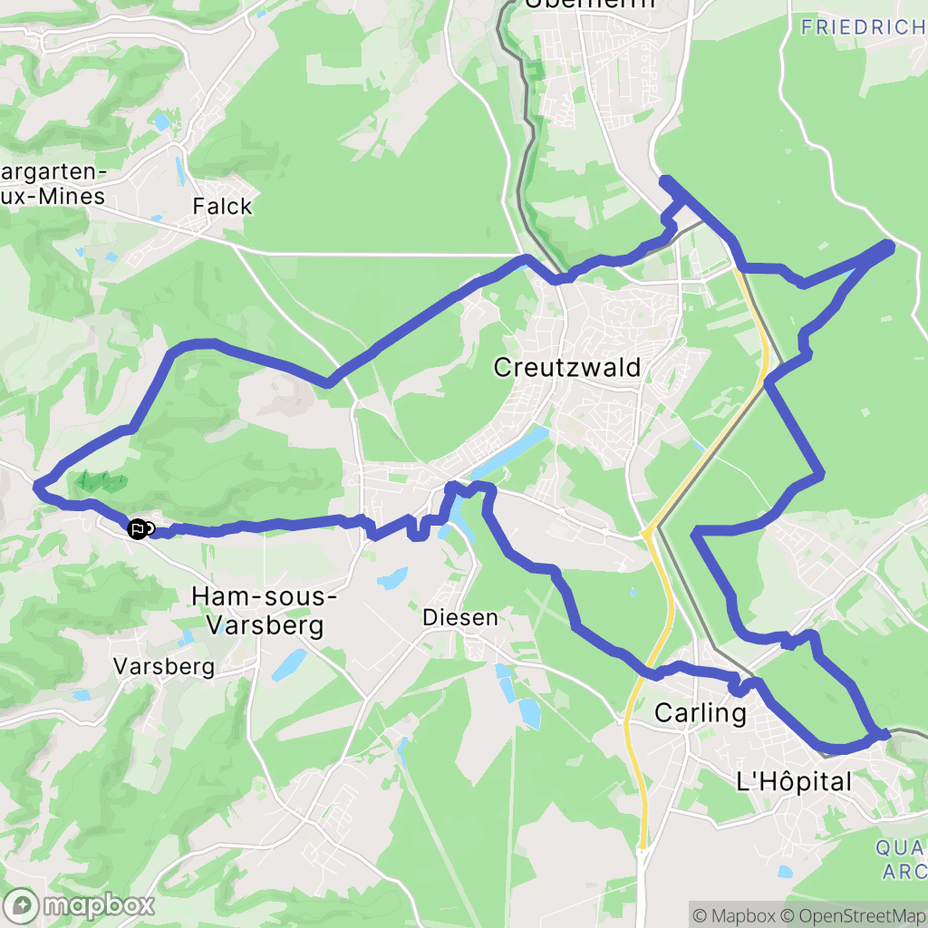 Guerting : carte du parcours de randonnée - France