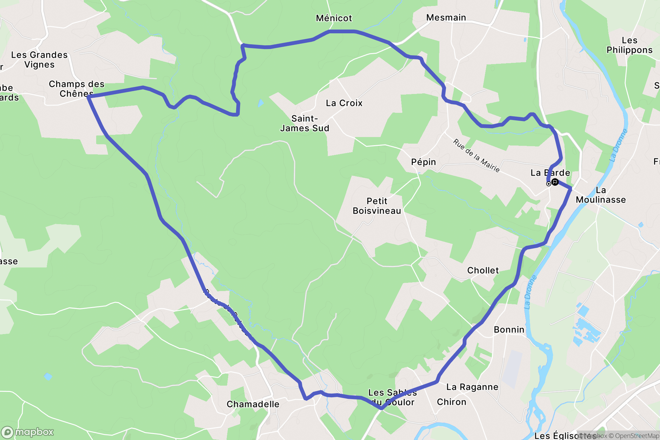 La Barde : carte du parcours de randonnée - France