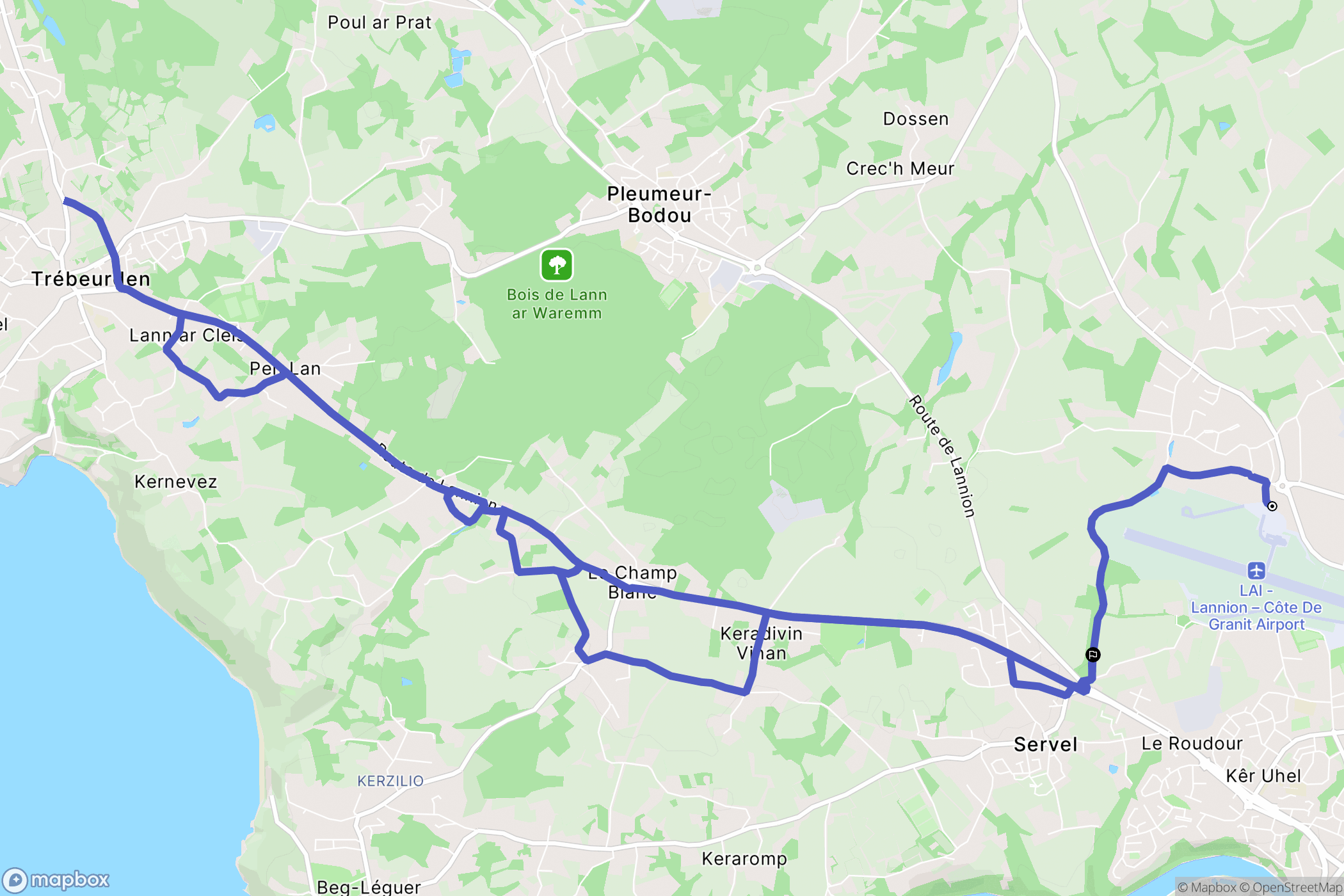 Lannion : carte du parcours de randonnée - France