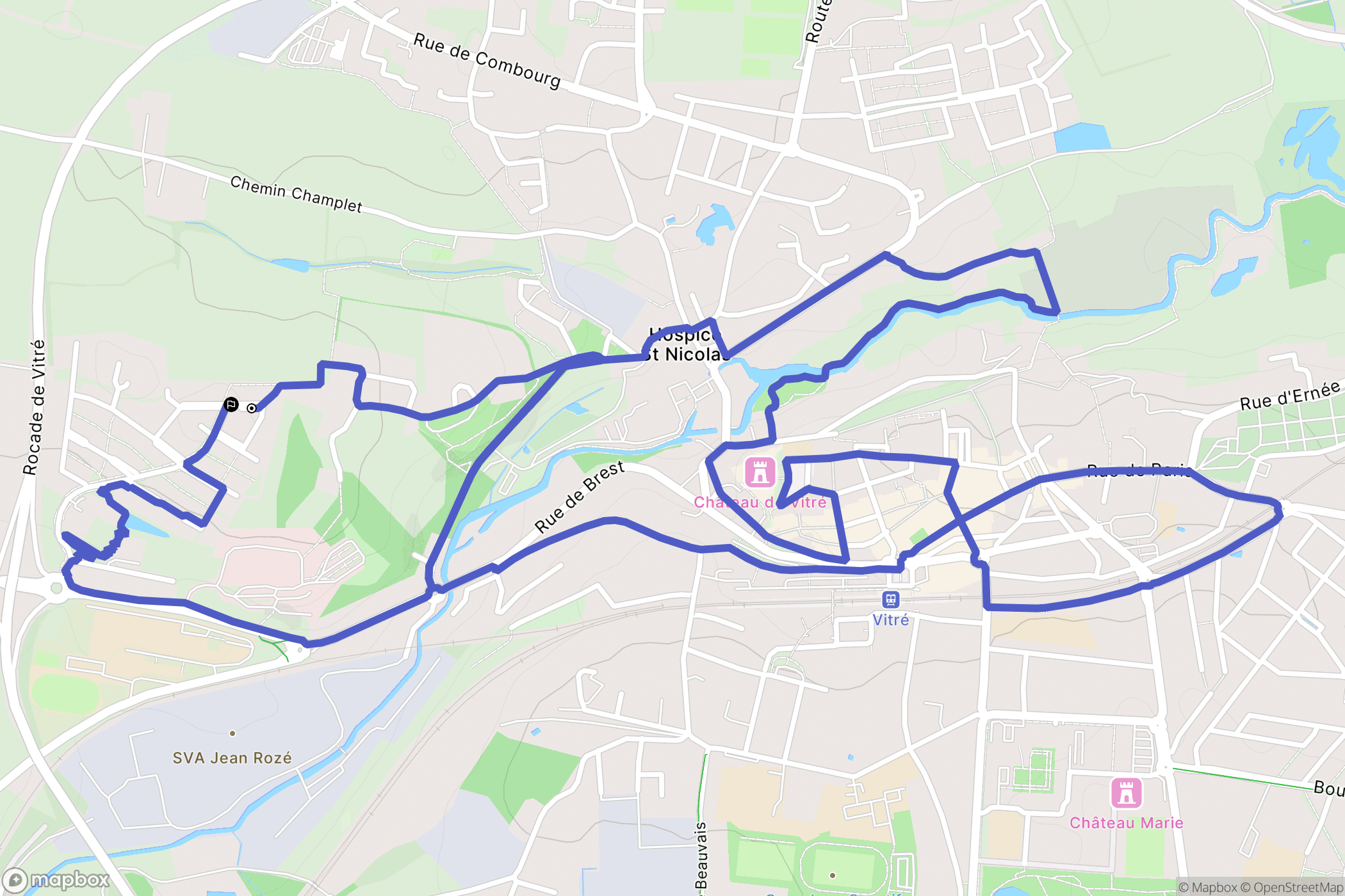 Vitré : carte du parcours de randonnée - France