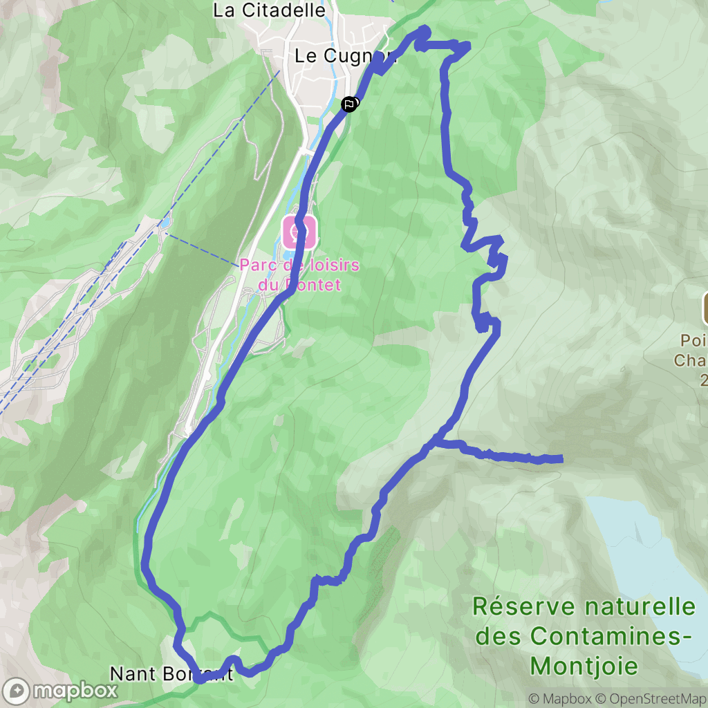 Les Contamines-Montjoie : carte du parcours de randonnée - France