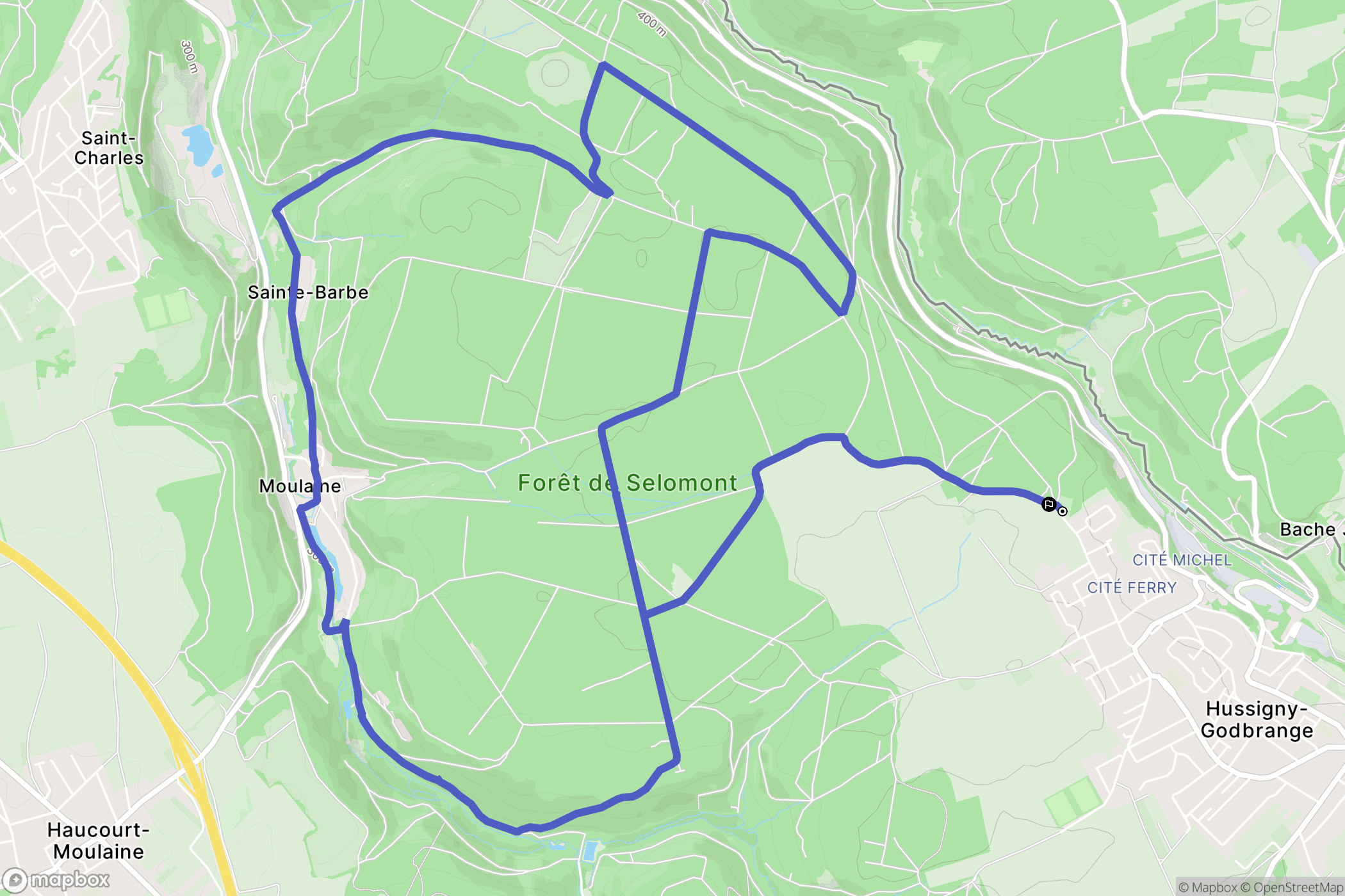 Hussigny-Godbrange : carte du parcours de randonnée - France