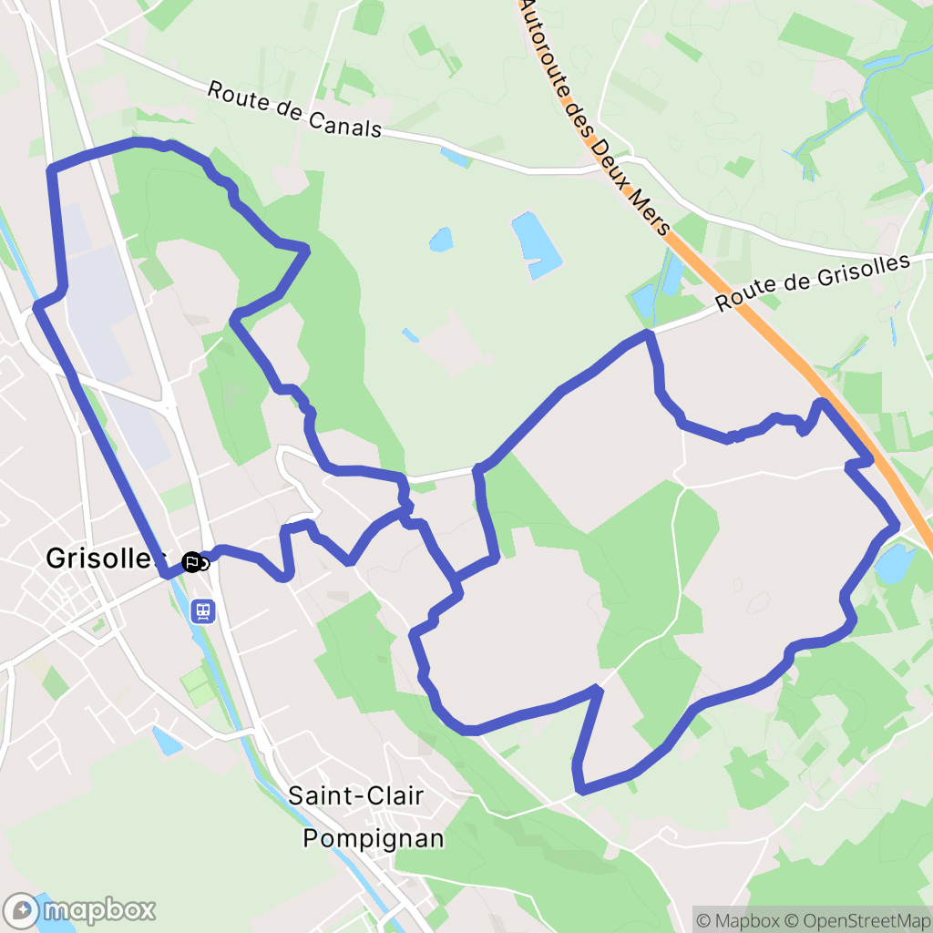 Grisolles : carte du parcours de randonnée - France