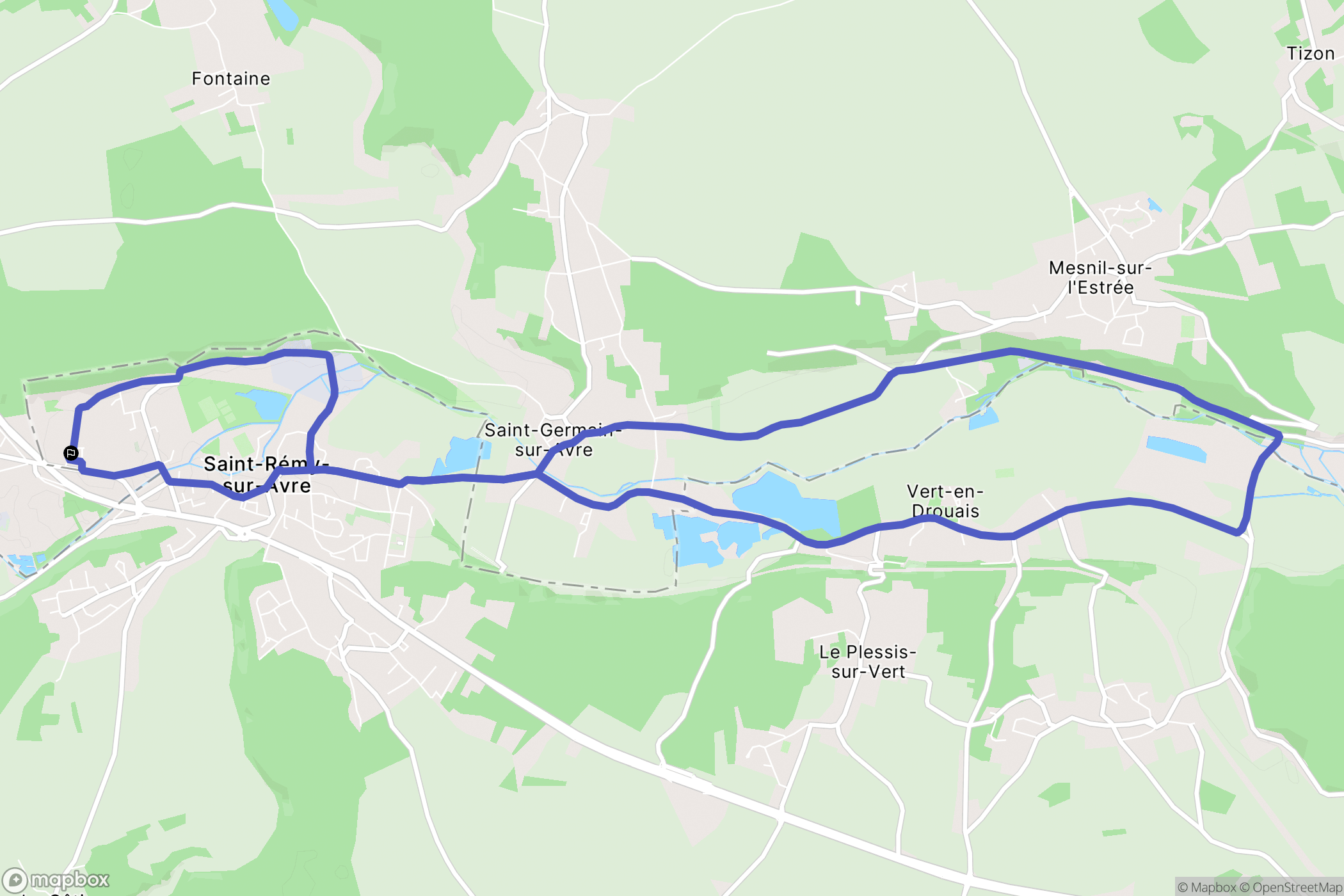 Saint-Rémy-sur-Avre : carte du parcours de randonnée - France