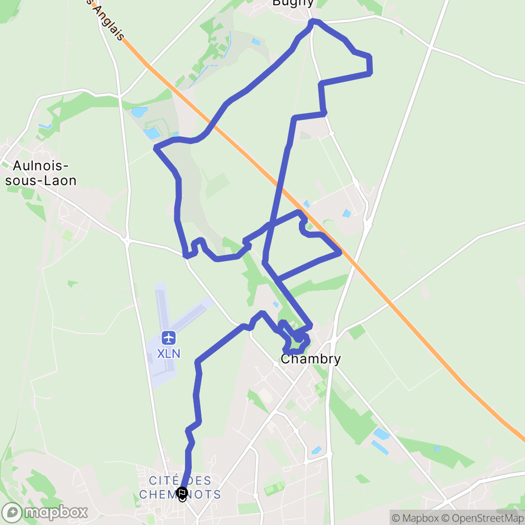 Laon : carte du parcours de randonnée - France