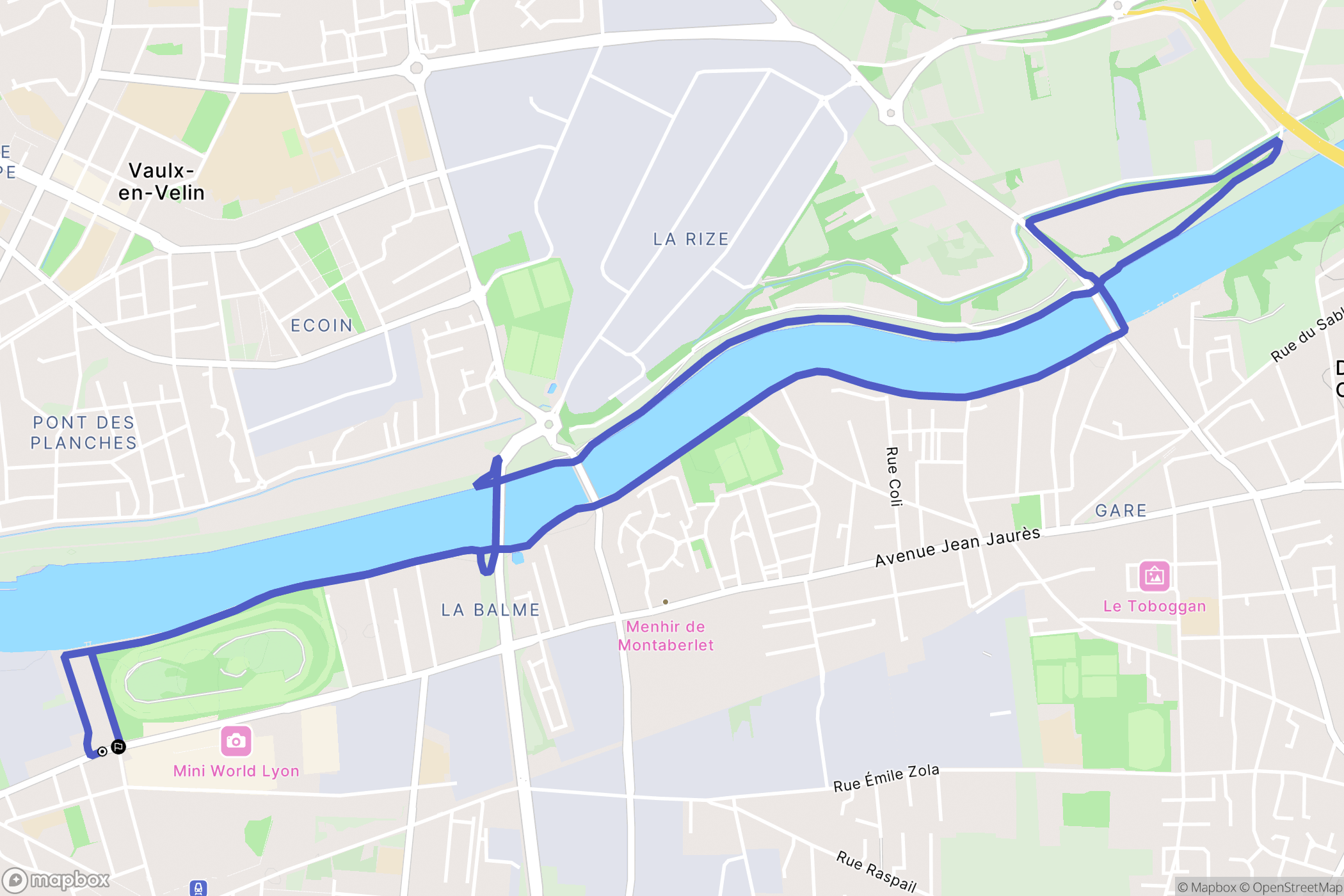 Villeurbanne : carte du parcours de randonnée - France