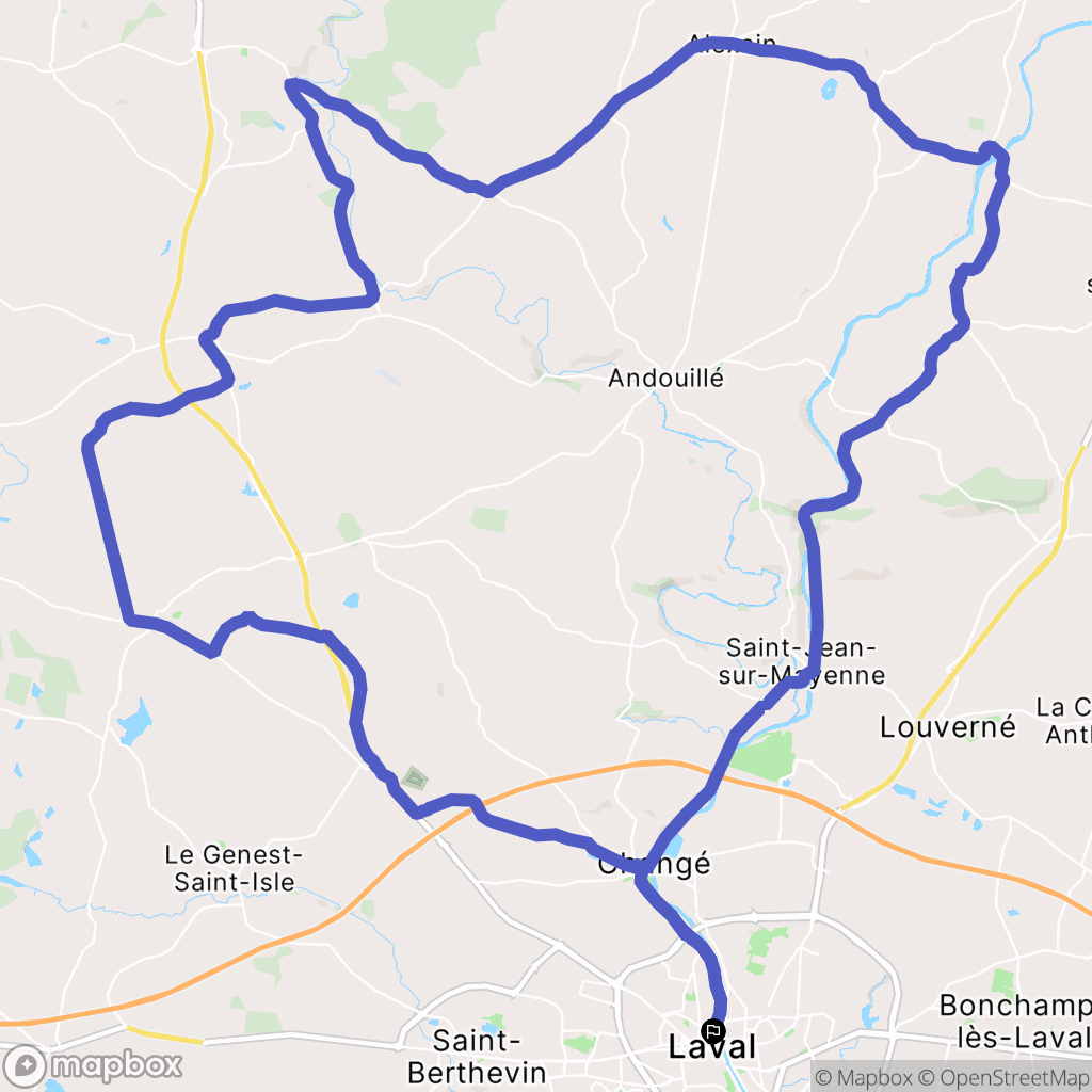 Laval : carte du parcours de randonnée - France