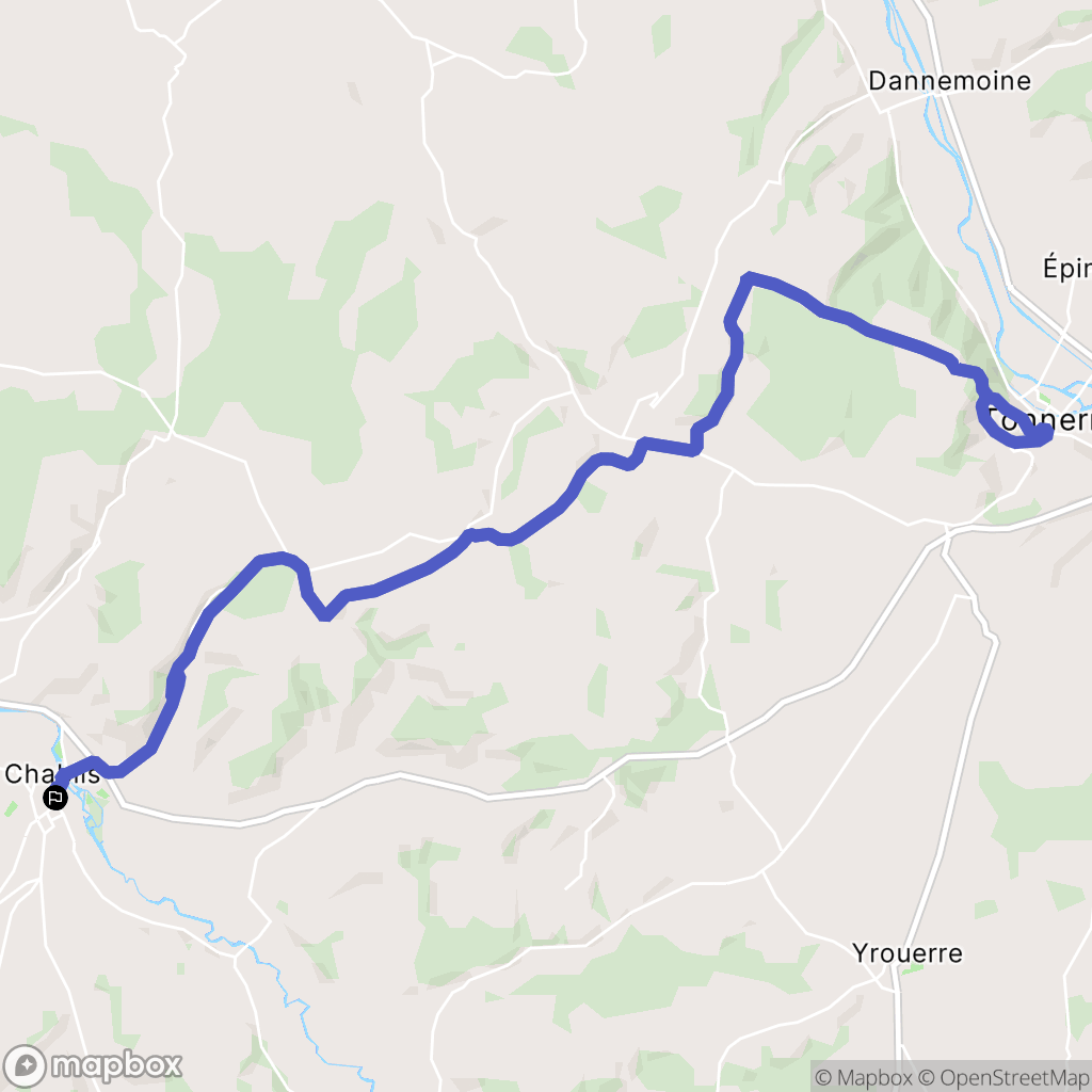 Chablis : carte du parcours de randonnée - France