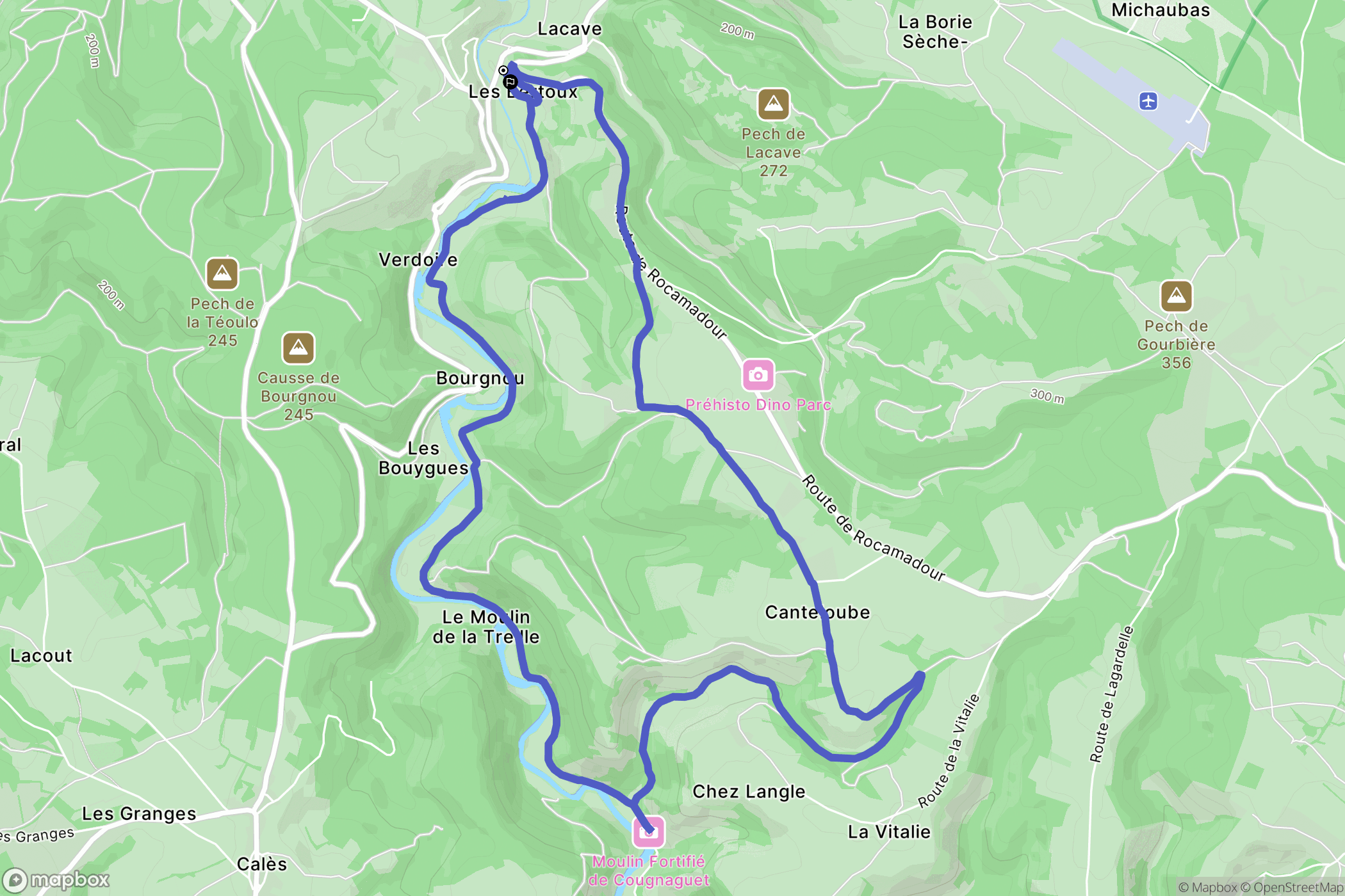 Lacave : carte du parcours de randonnée - France