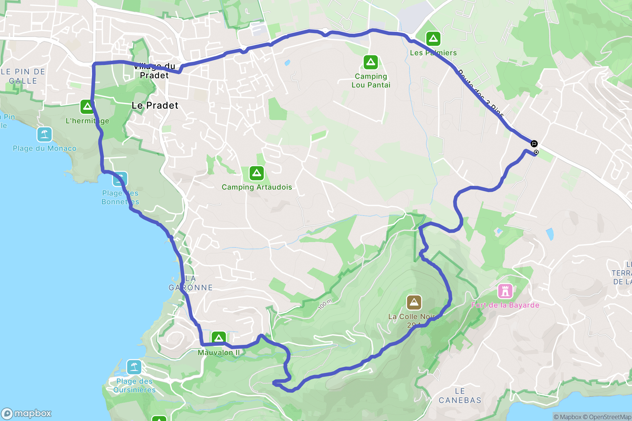 Carqueiranne : carte du parcours de randonnée - France