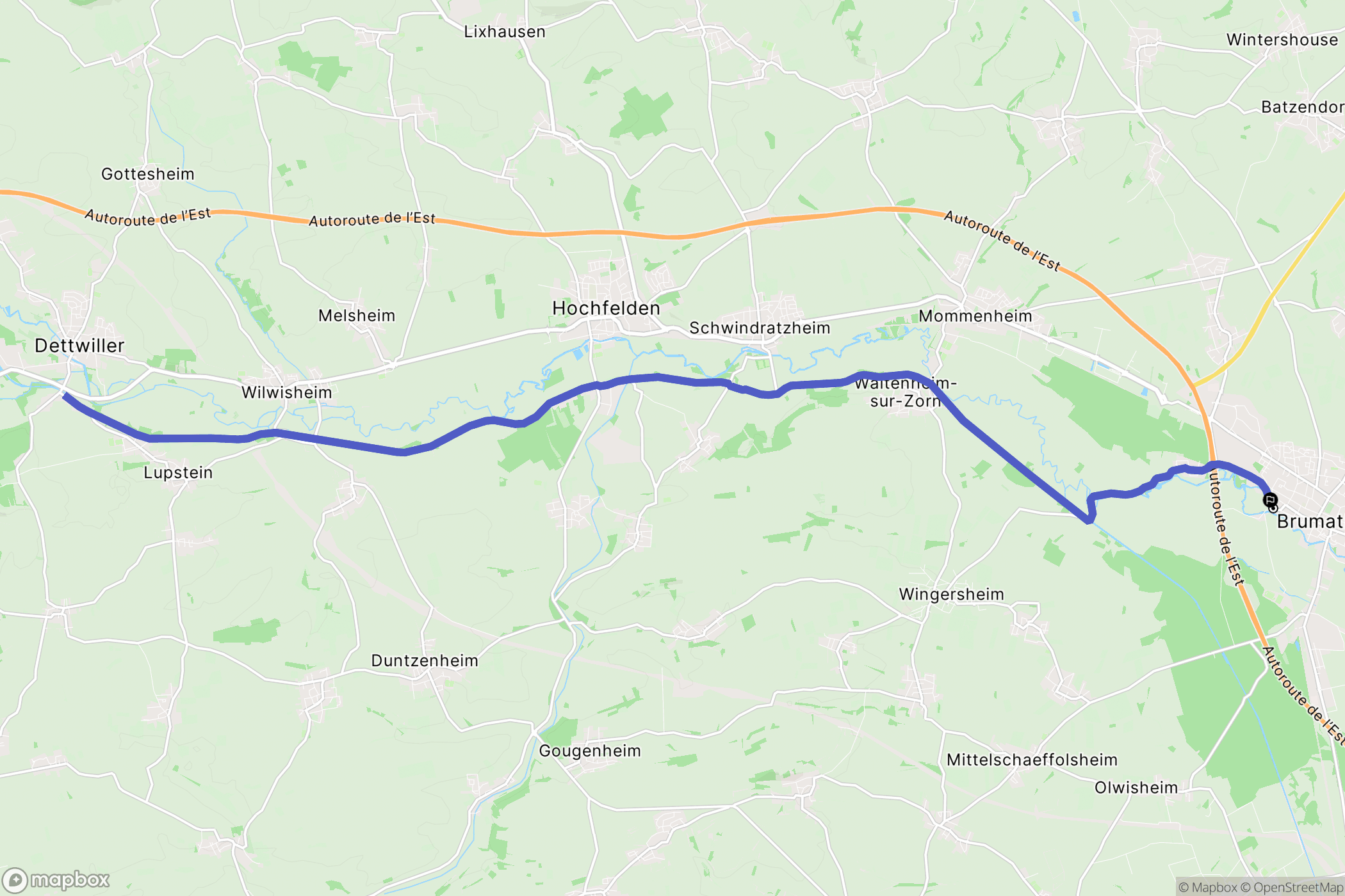 Brumath : carte du parcours de randonnée - France