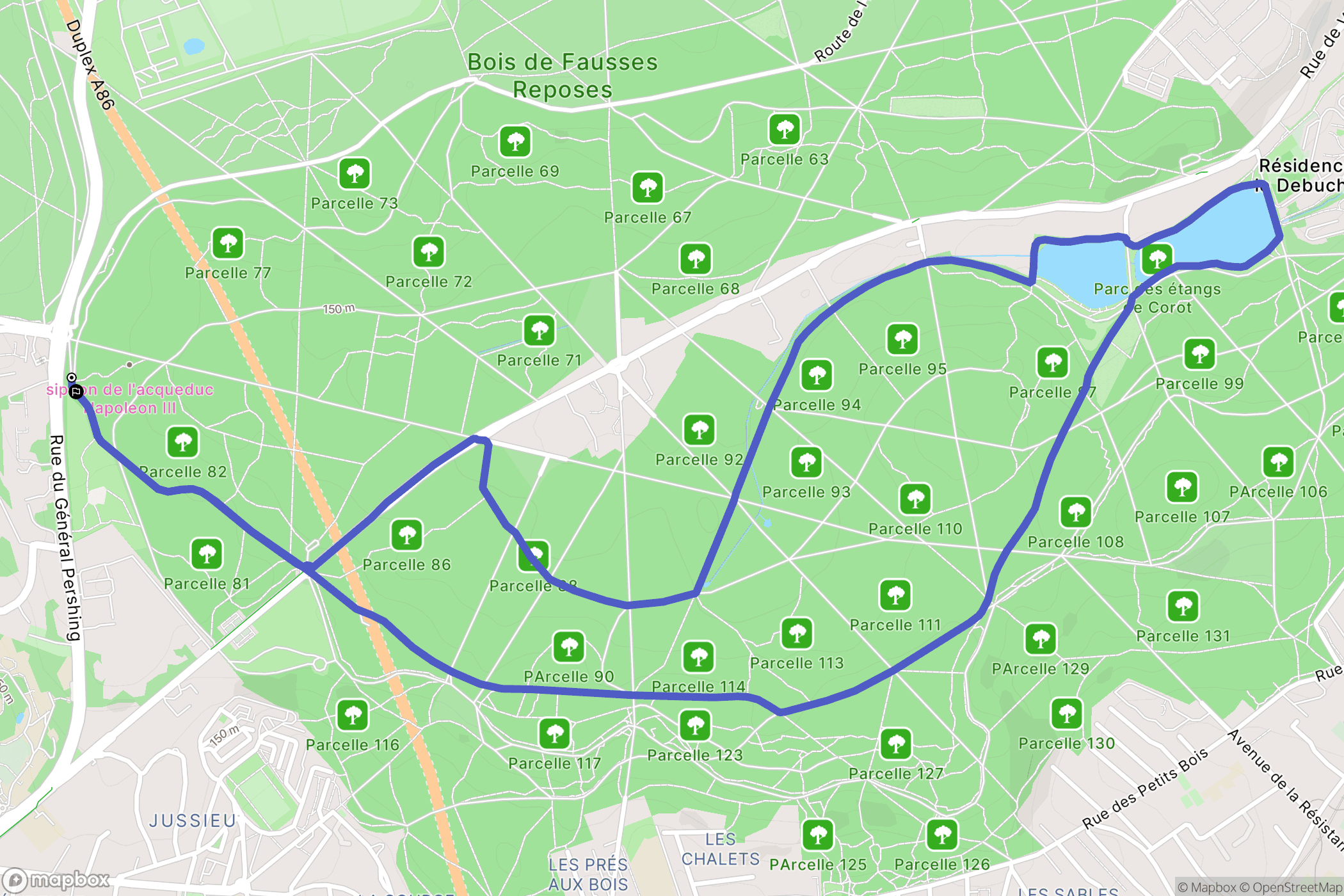 Versailles : carte du parcours de randonnée - France