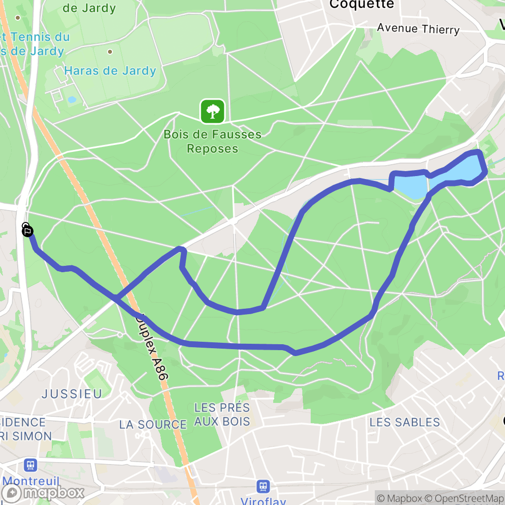 Versailles : carte du parcours de randonnée - France