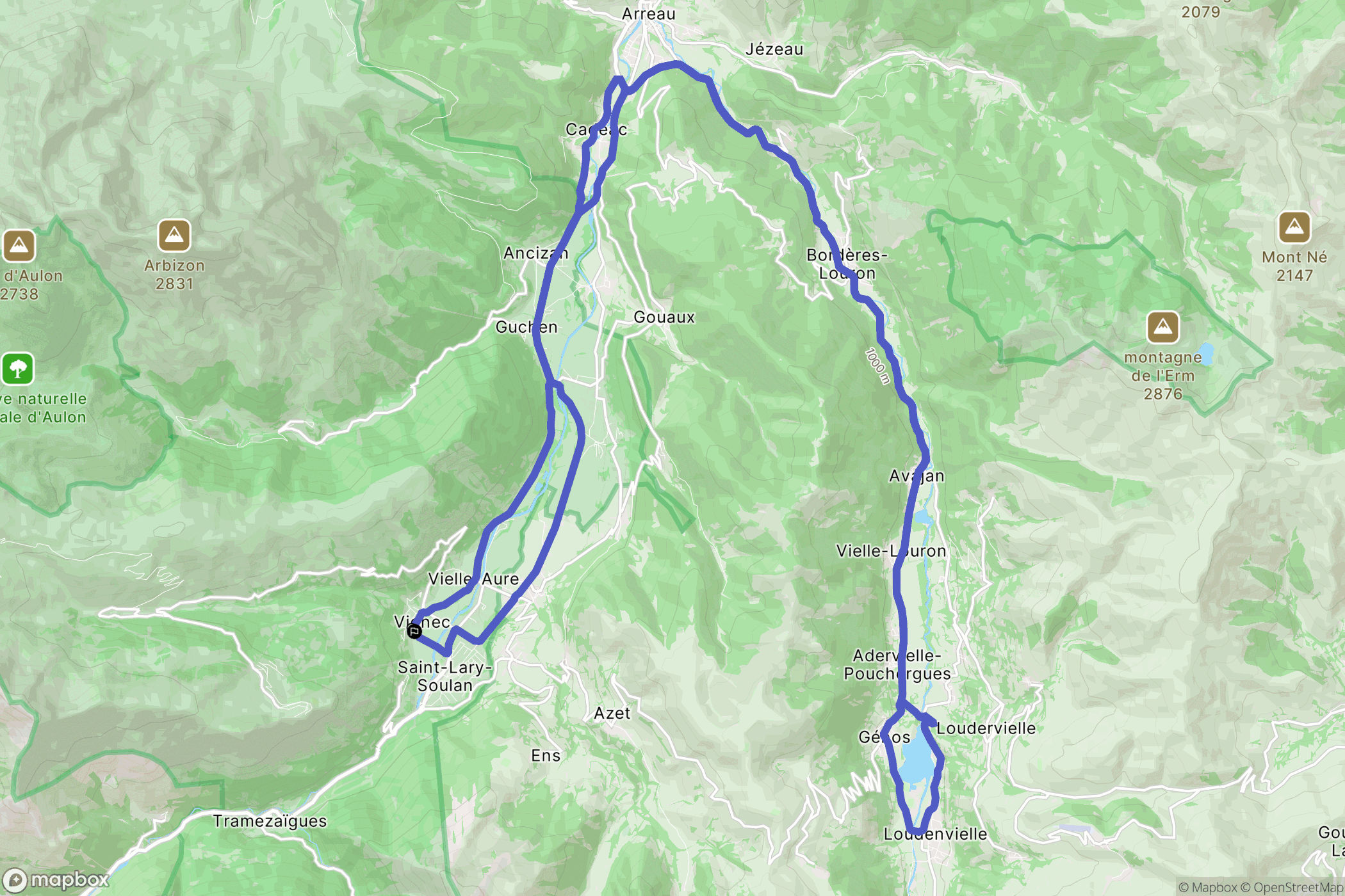 Vignec : carte du parcours de randonnée - France
