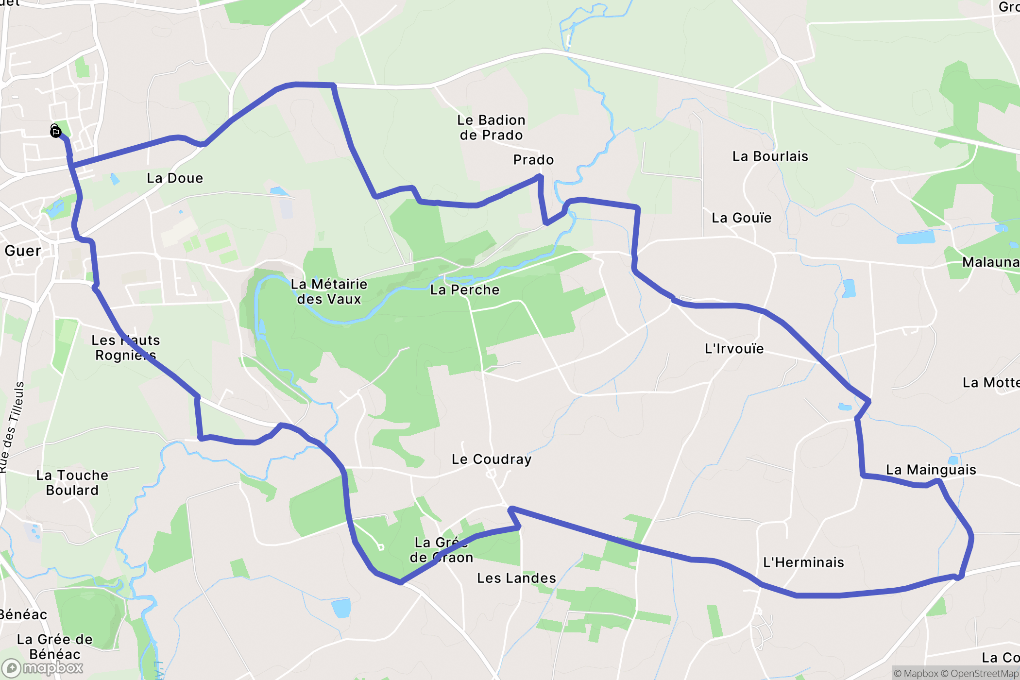 Guer : carte du parcours de randonnée - France