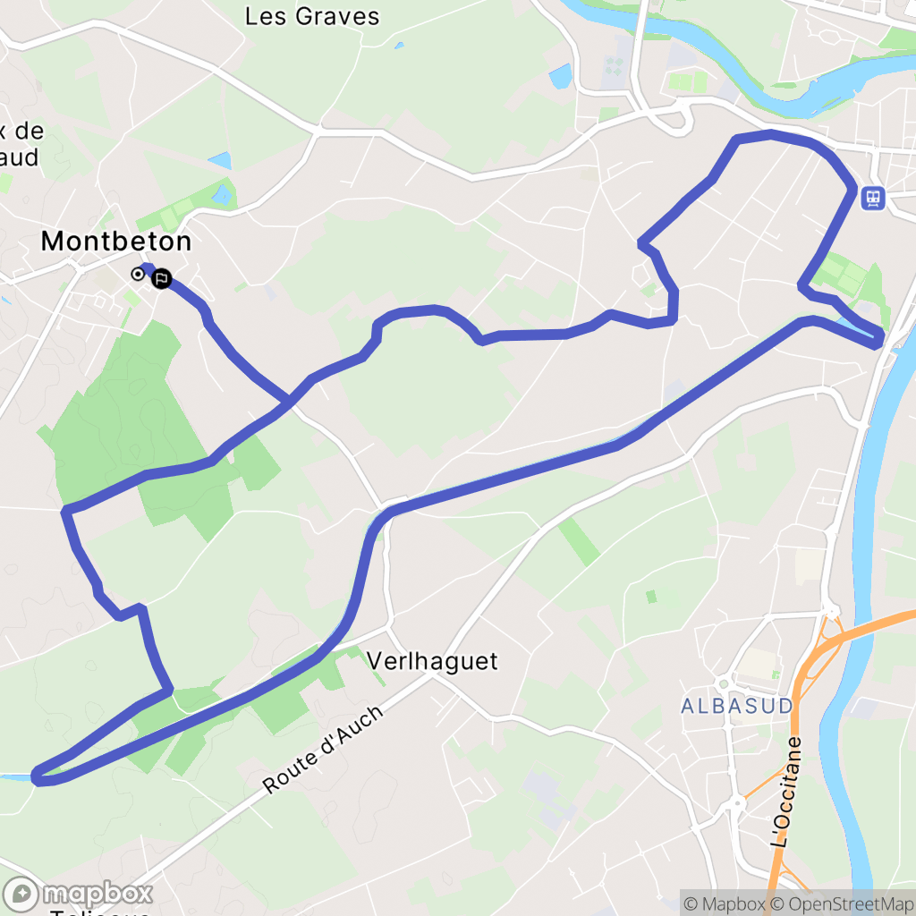 Montbeton : carte du parcours de randonnée - France