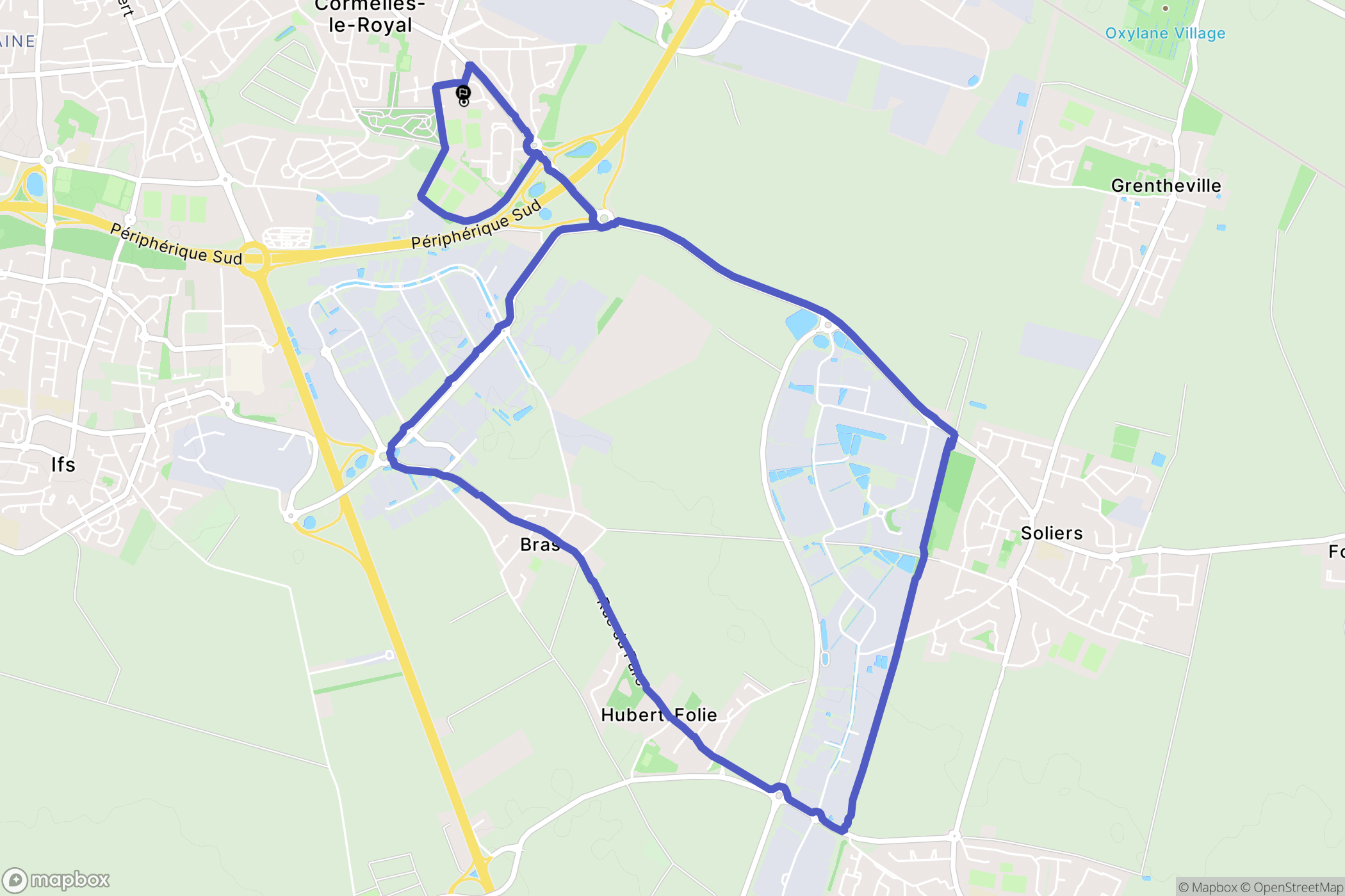 Cormelles-le-Royal : carte du parcours de randonnée - France