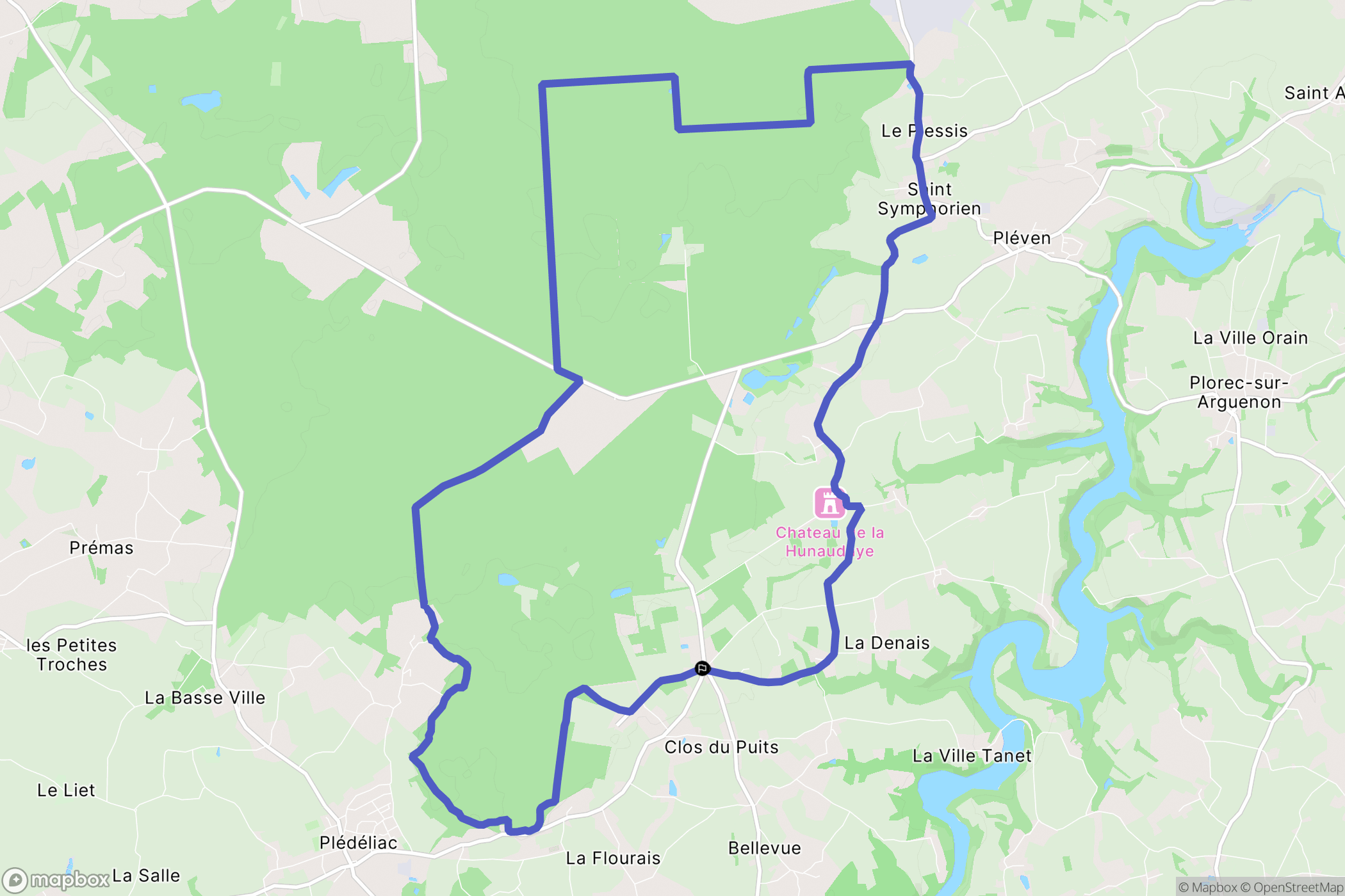 Plédéliac : carte du parcours de randonnée - France