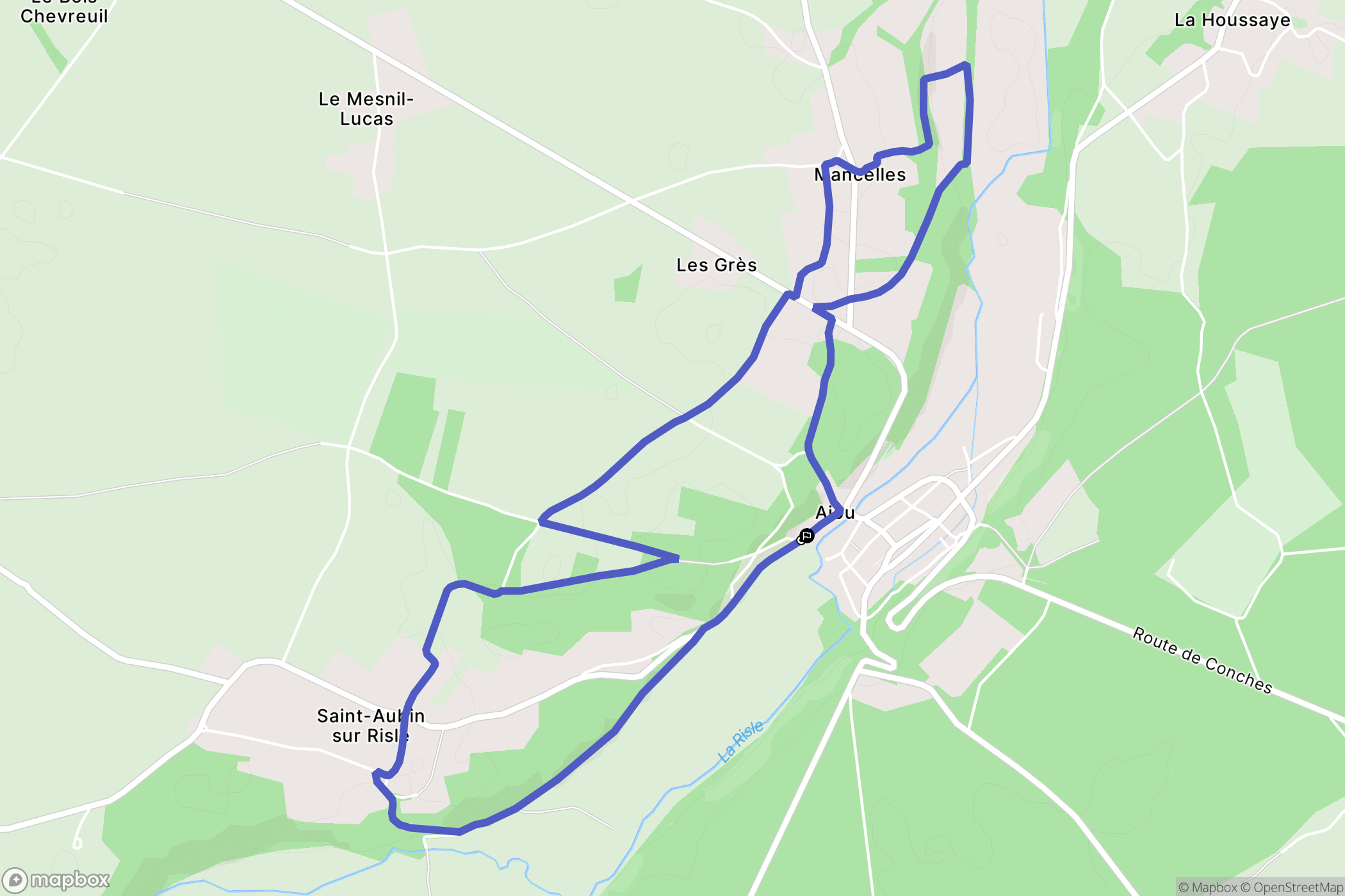 Mesnil-en-Ouche : carte du parcours de randonnée - France