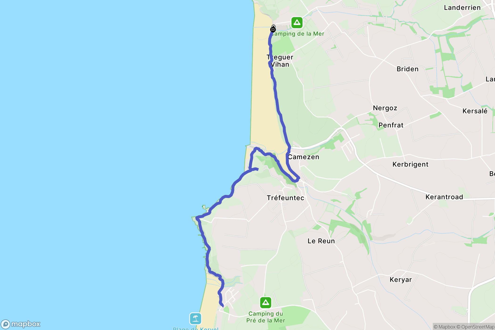 Ploéven : carte du parcours de randonnée - France