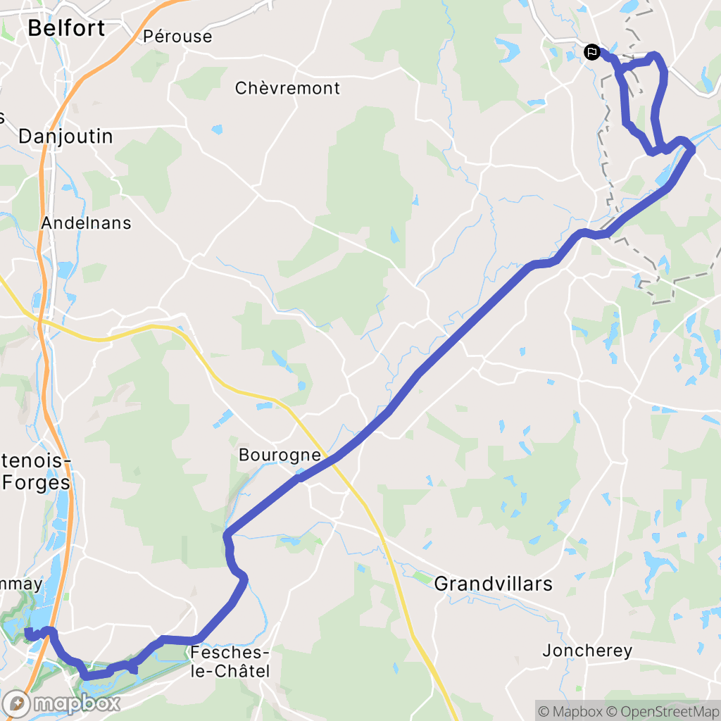 Foussemagne : carte du parcours de randonnée - France
