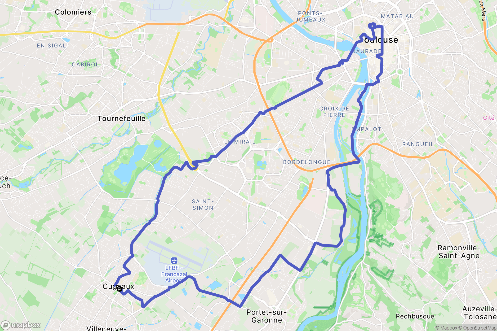 Cugnaux : carte du parcours de randonnée - France