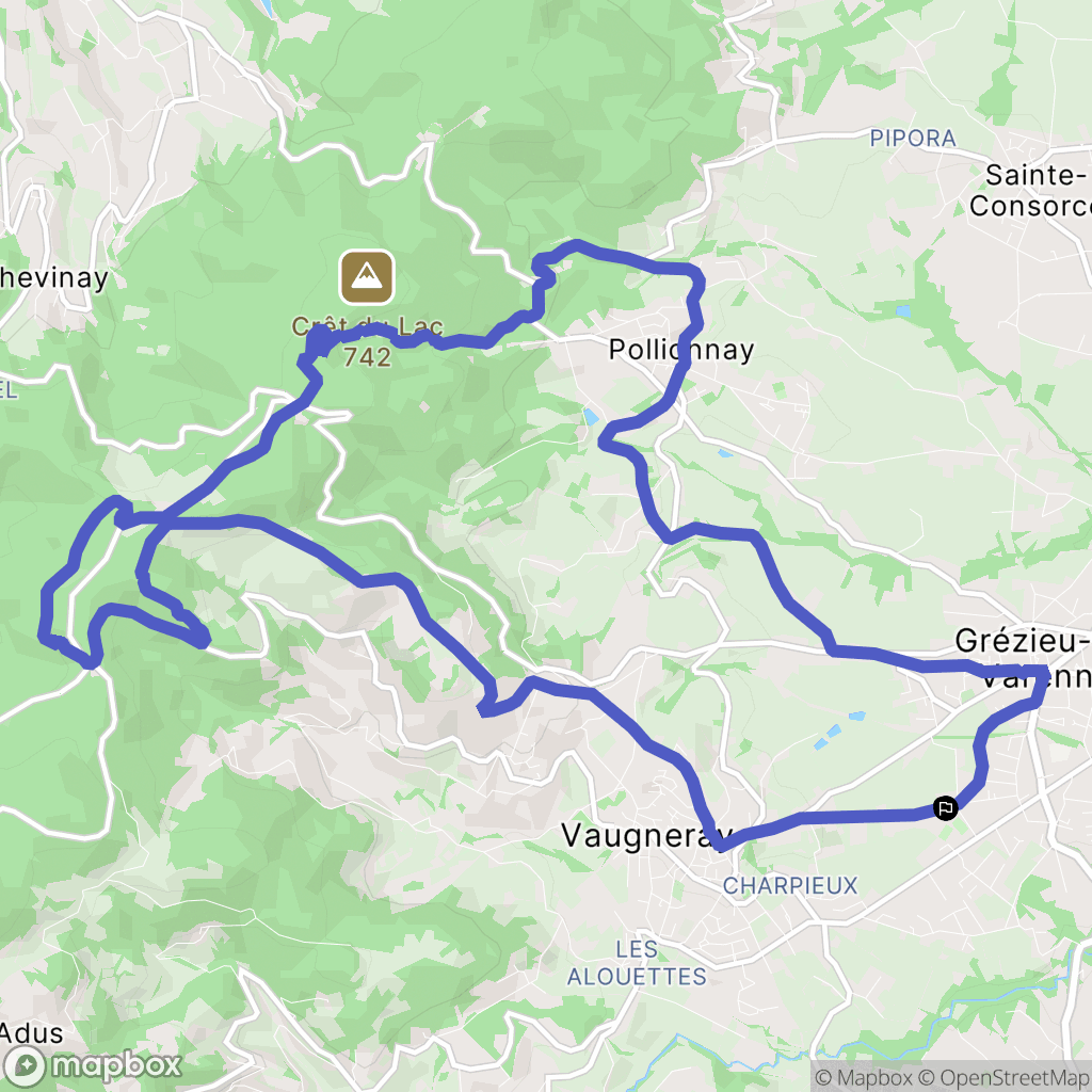 Vaugneray : carte du parcours de randonnée - France