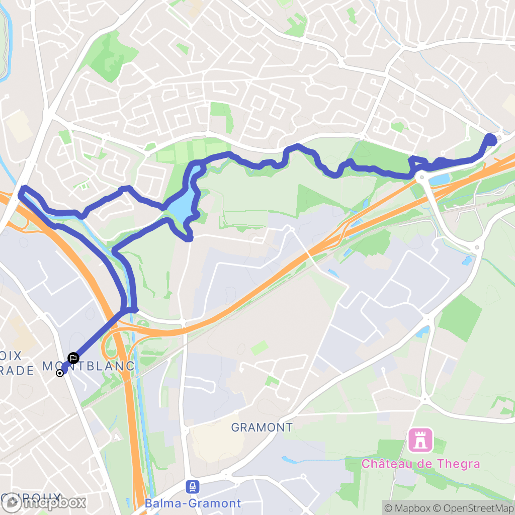 Toulouse : carte du parcours de randonnée - France