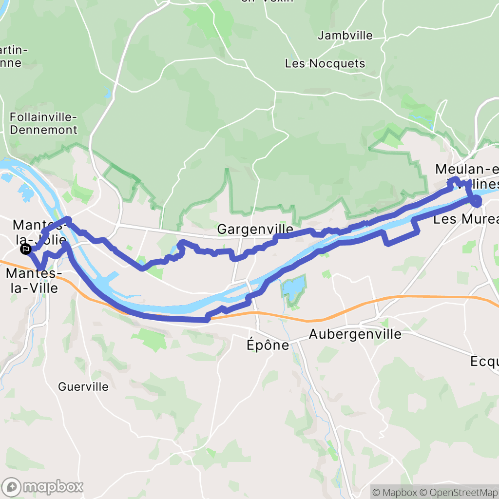 Mantes-la-Ville : carte du parcours de randonnée - France