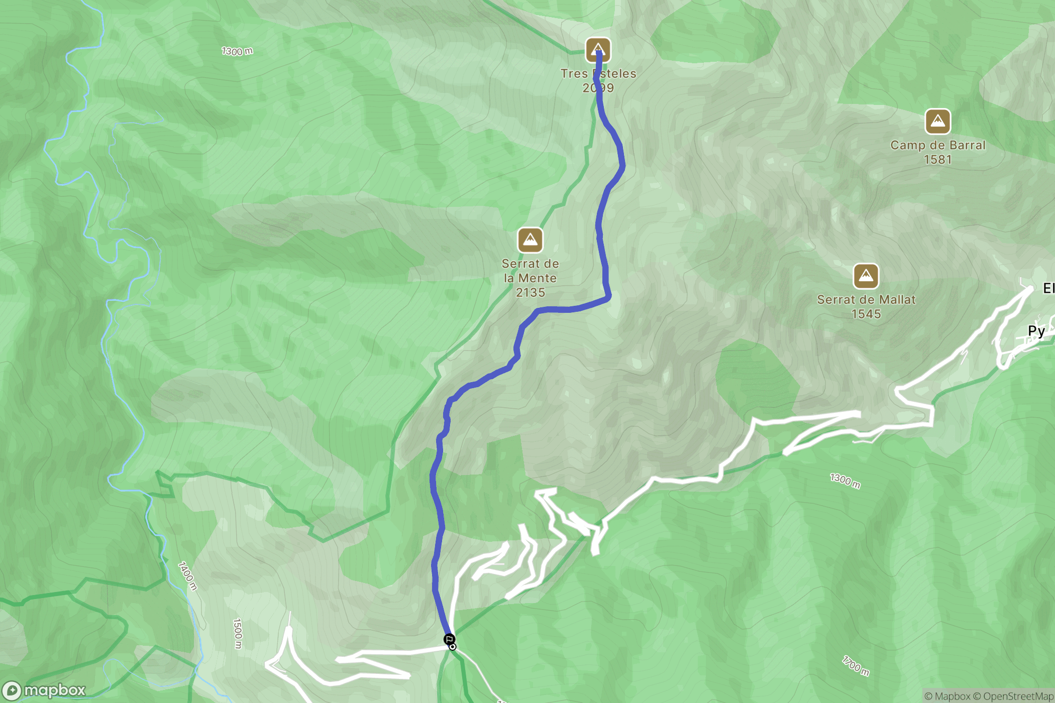 Py : carte du parcours de randonnée - France