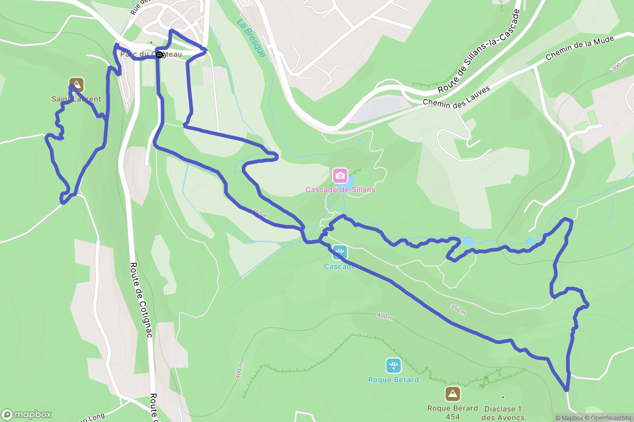 Sillans-la-Cascade : carte du parcours de randonnée - France