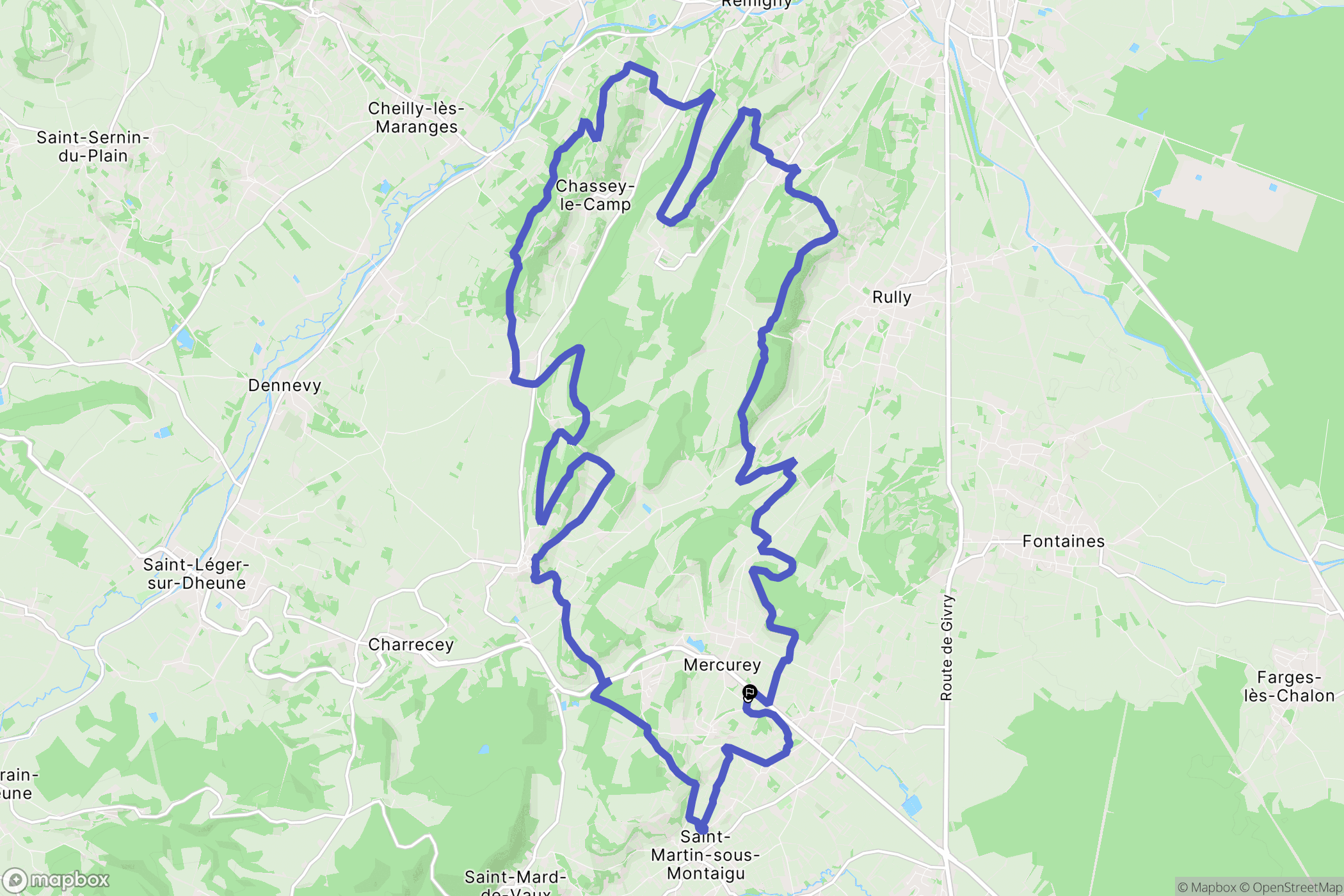 Mercurey : carte du parcours de randonnée - France