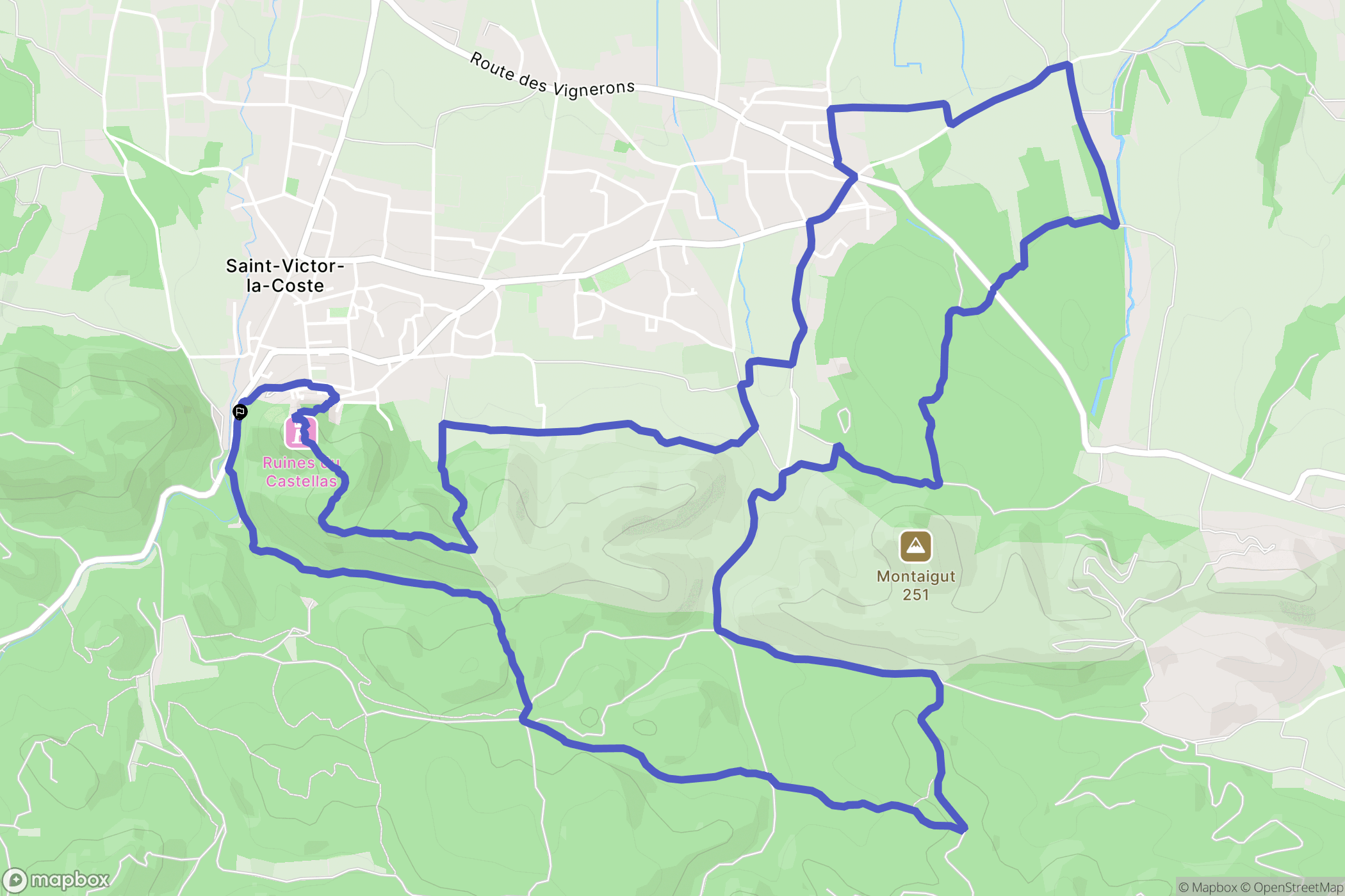 Saint-Victor-la-Coste : carte du parcours de randonnée - France