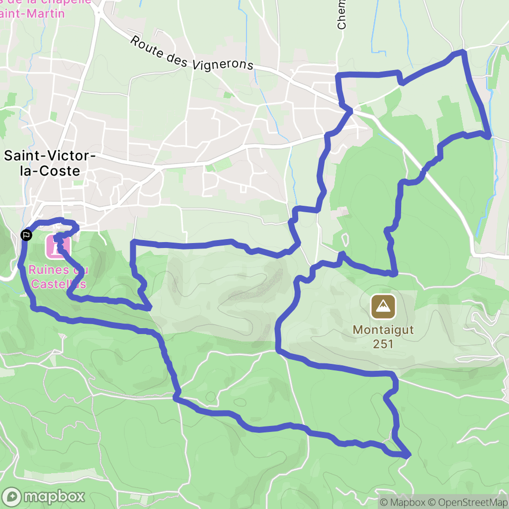 Saint-Victor-la-Coste : carte du parcours de randonnée - France