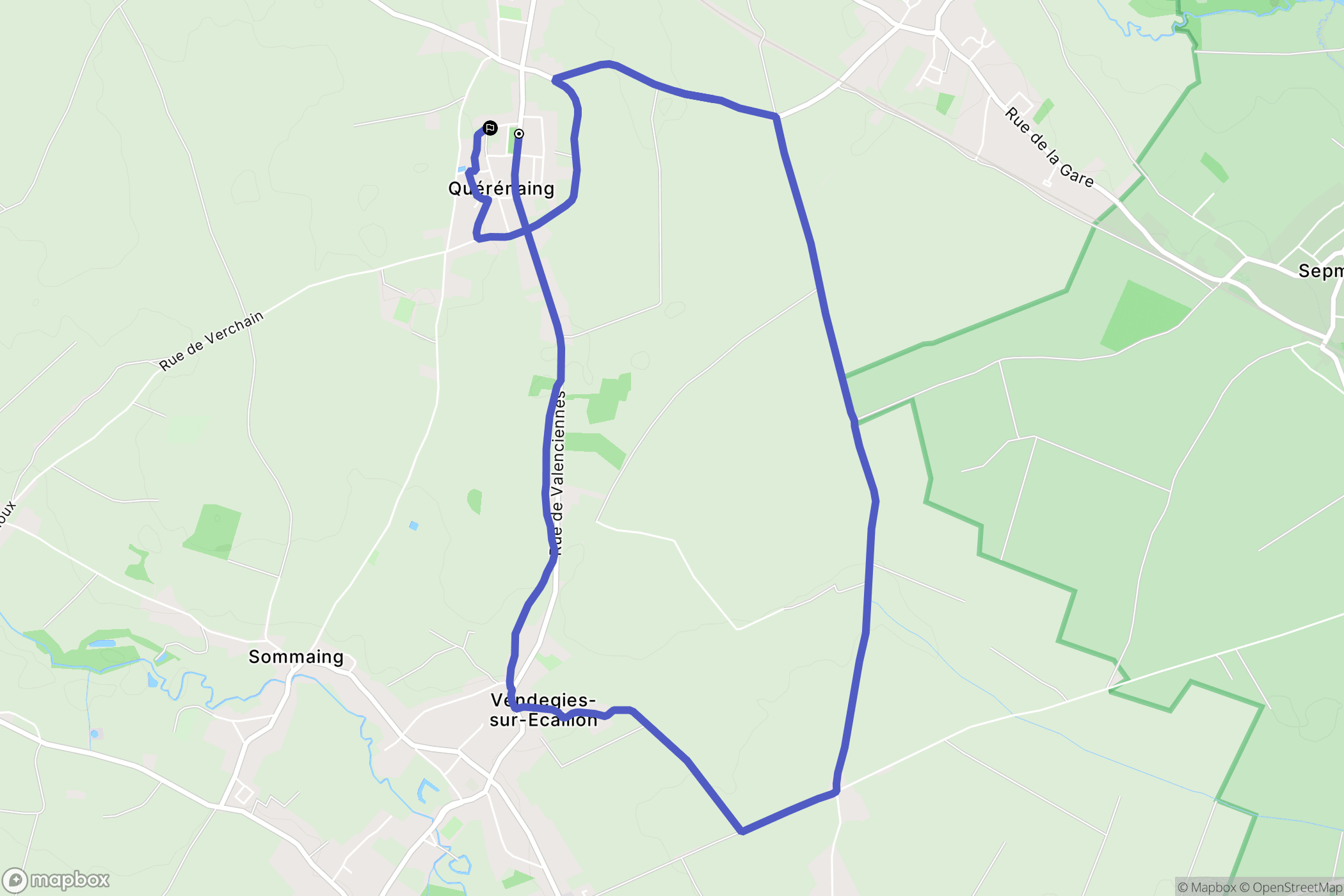 Quérénaing : carte du parcours de randonnée - France