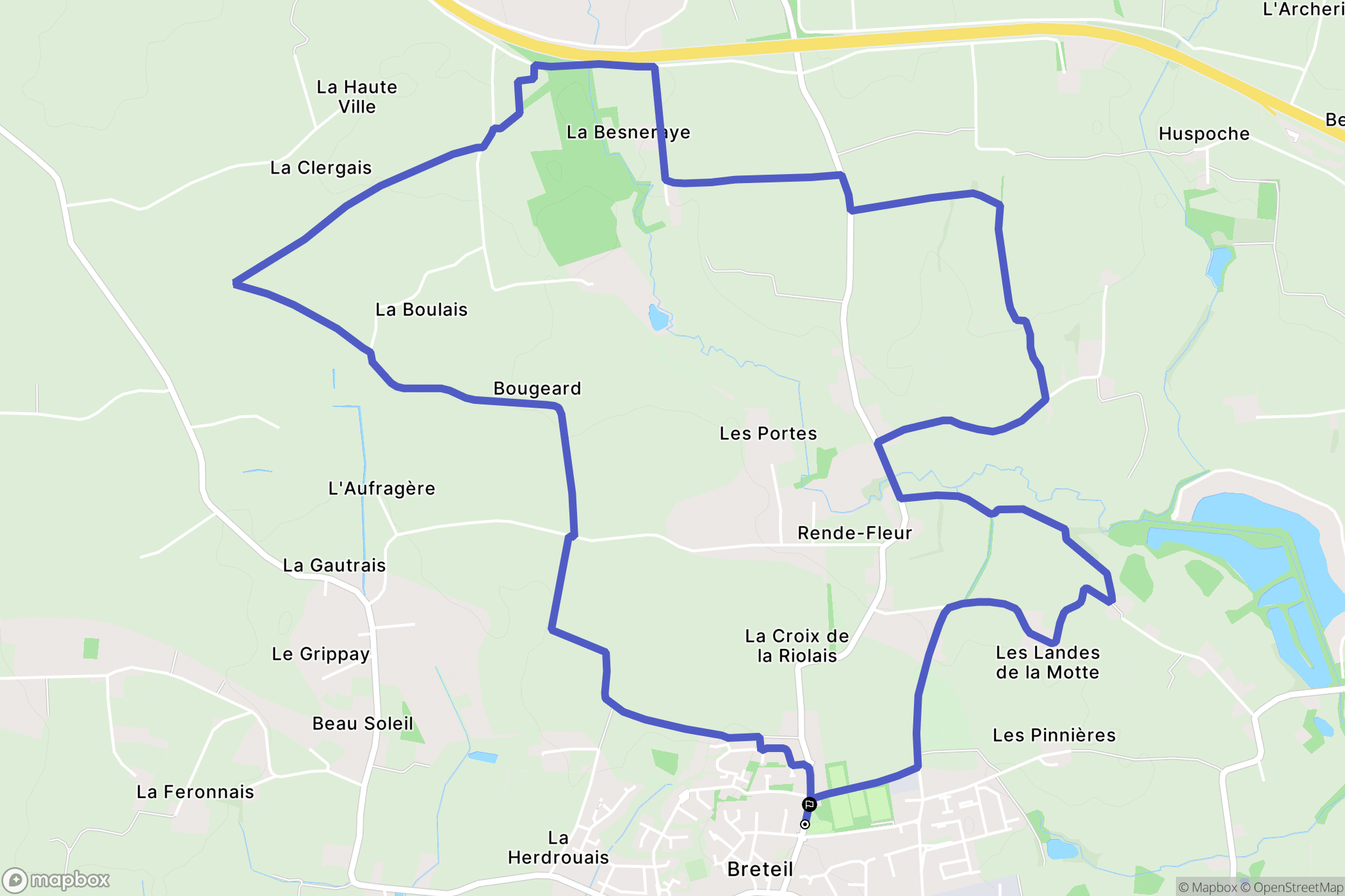 Breteil : carte du parcours de randonnée - France