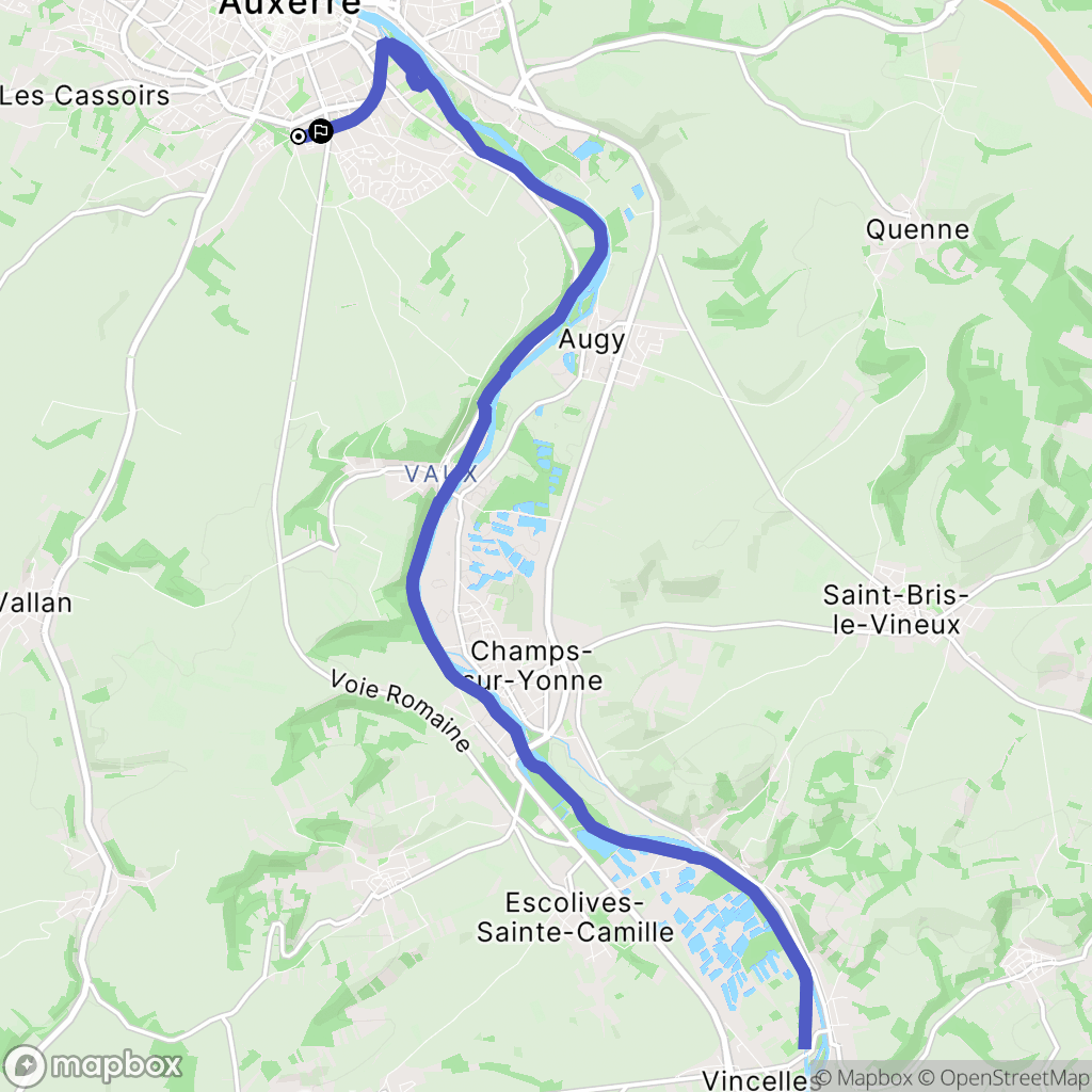 Auxerre : carte du parcours de randonnée - France