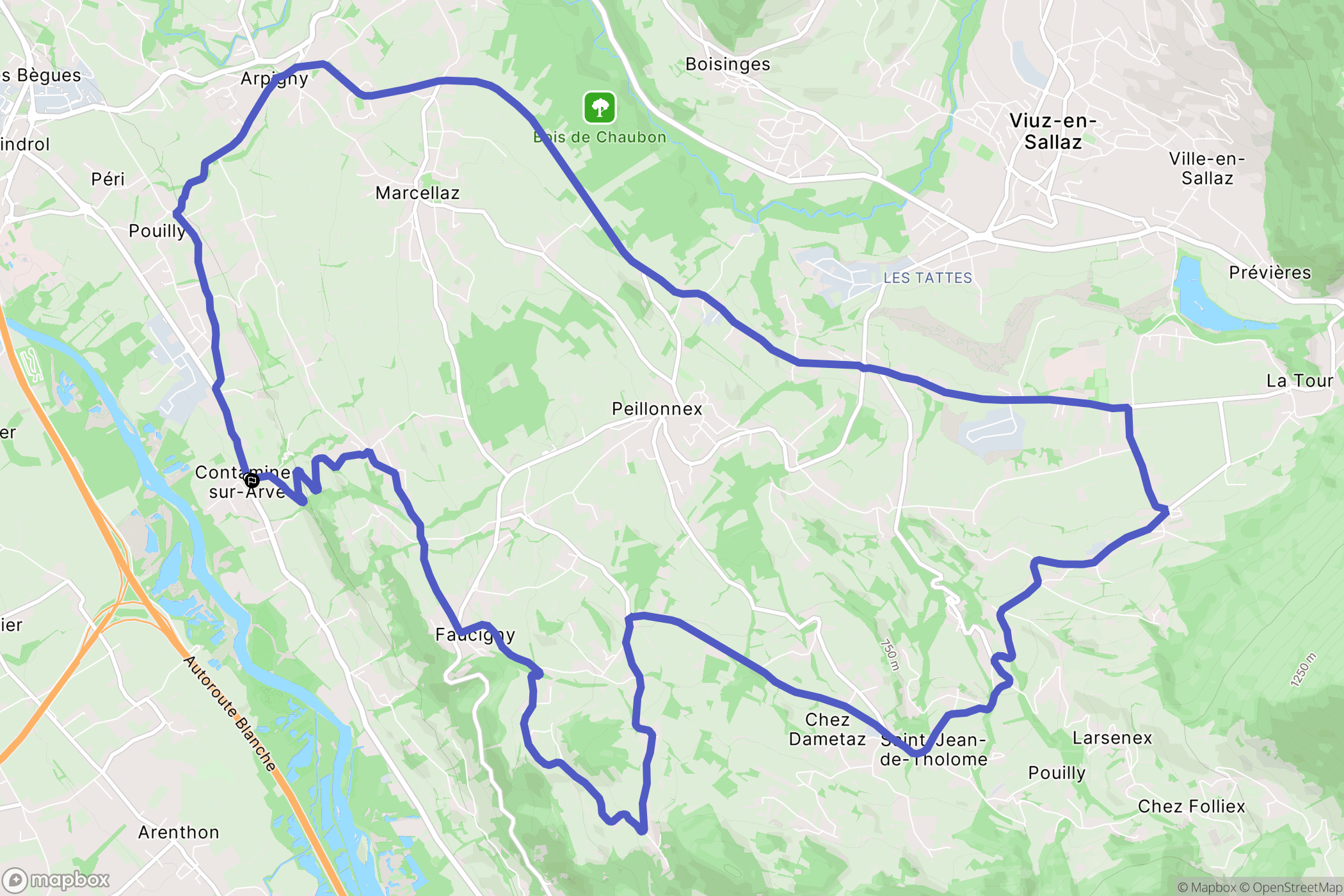 Contamine-sur-Arve : carte du parcours de randonnée - France