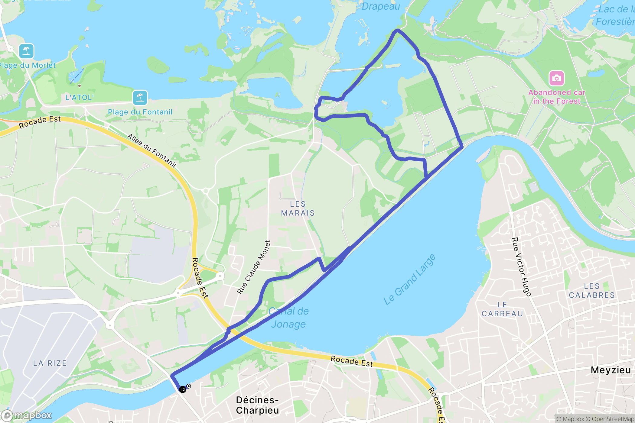 Décines-Charpieu : carte du parcours de randonnée - France